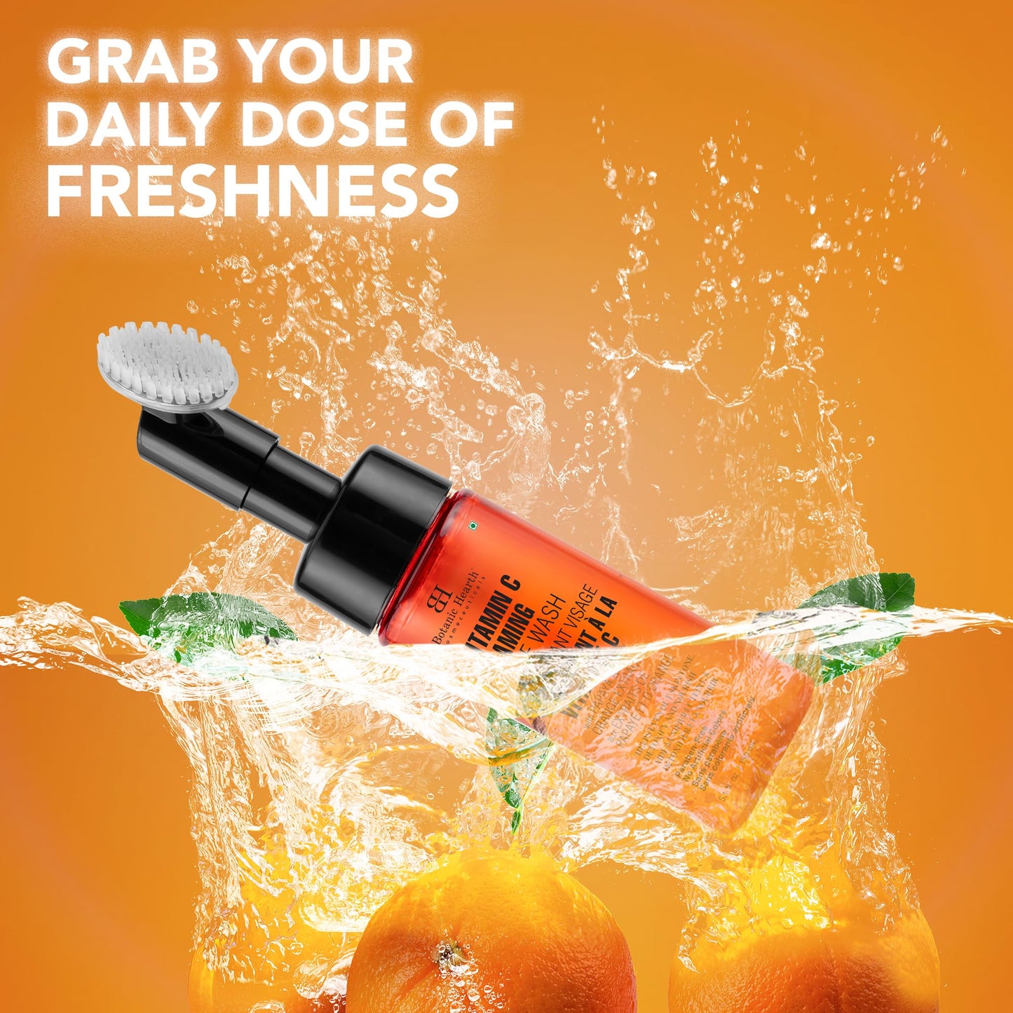 Botanic Hearth Vitamin C Foaming Face Wash With Papaya & Orange | Extracts Built|In Silicone Brush | For Cleansing & Glowing Skin | Paraben & Sulphate Beauty & Personal Care Botanic Hearth