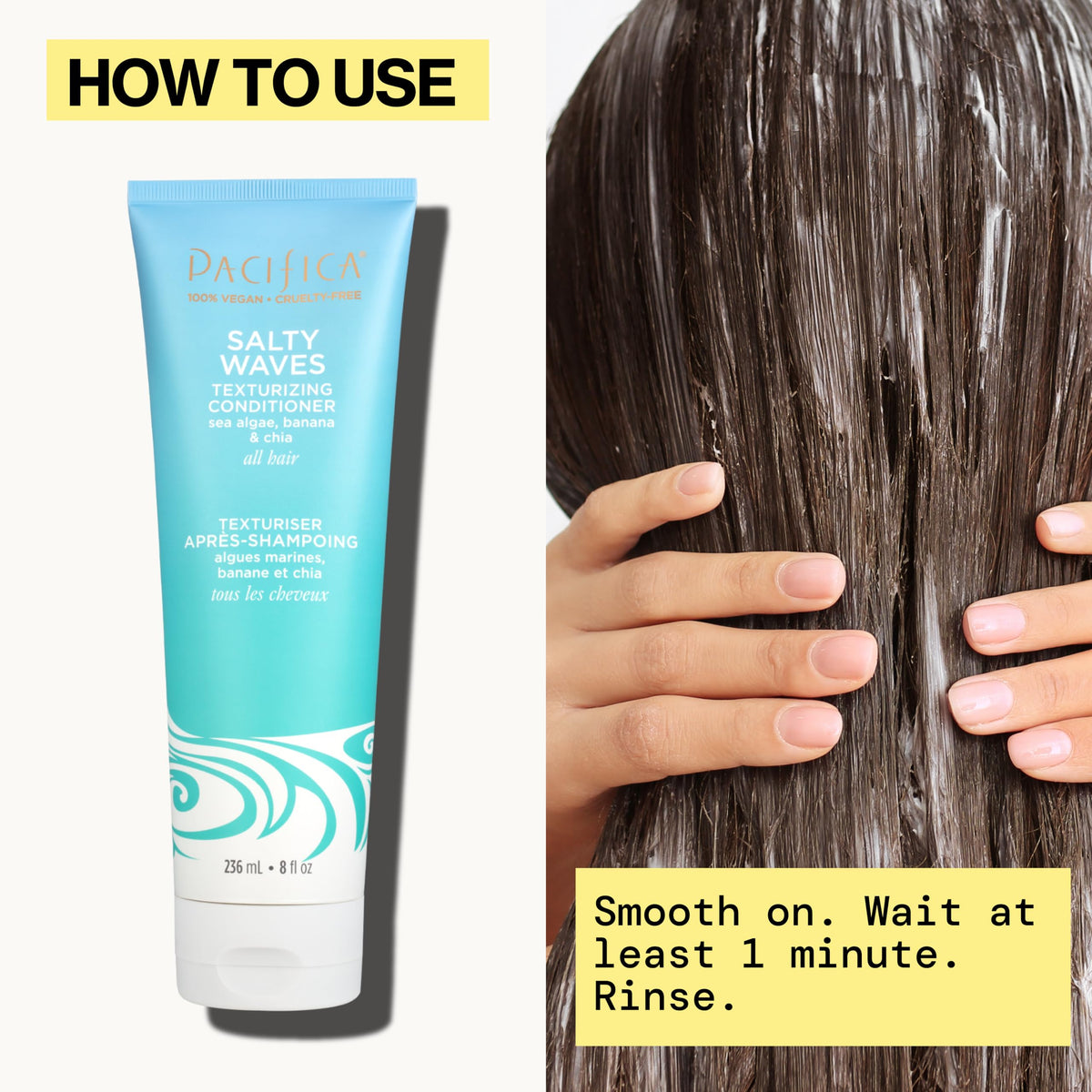 Pacifica Beauty Conditioner, Salty Waves Texturizing and Moisturizing, 8 Fl Oz, Banana Scent, For All Hair Types, Vitamin B + Vitamin E, Vegan &