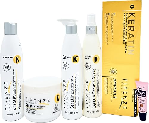 Firenze Professional Keratin Kit: Shampoo 10.1fl oz, Mask 13.5 Fl oz, Intense Conditioning complex 10.1 Fl oz, Protein Spray 10.1 Fl Oz & Keratin Beauty & Personal Care Firenze Professional