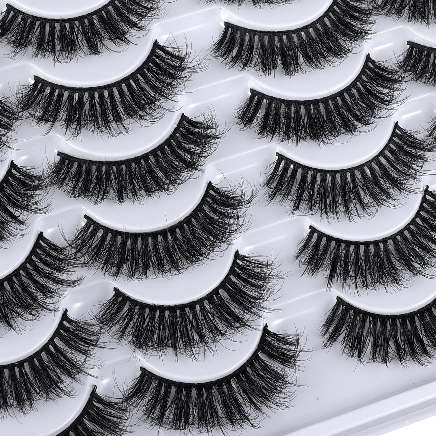 Mebver Lashes Eyelashes 8D Fluffy False Eyelashes Wispy Faux Mink Lashes Light Weight Fake Eyelashes Cat Eye Lashes 14 Pairs Pack Beauty & Personal Care Mebver