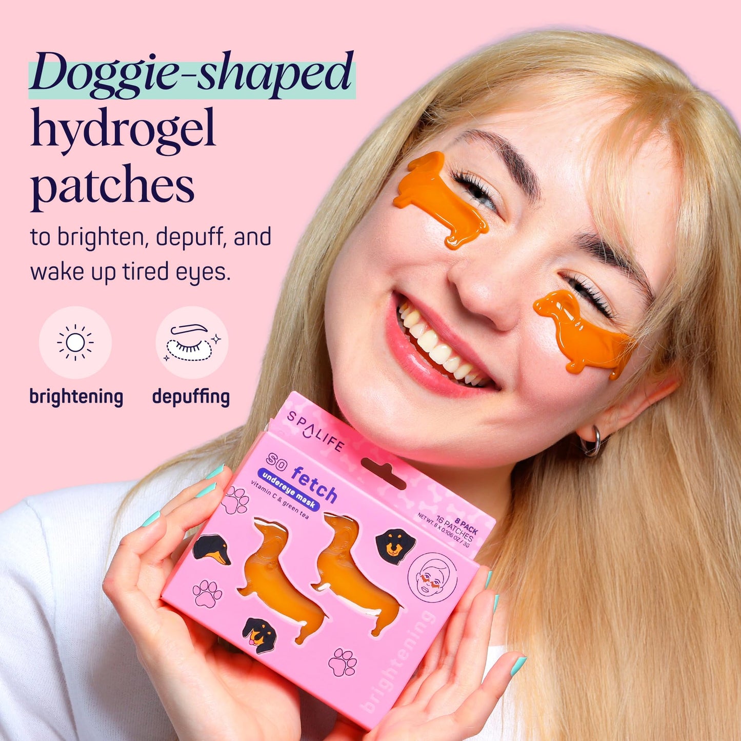 SpaLife So Fetch Hydrogel Under Eye Patches for Dark Circles | Dachshund Under Eye Patches for Puffy Eyes | Weiner Dog Undereye Bags and Puffiness Beauty and Personal Care SpaLife