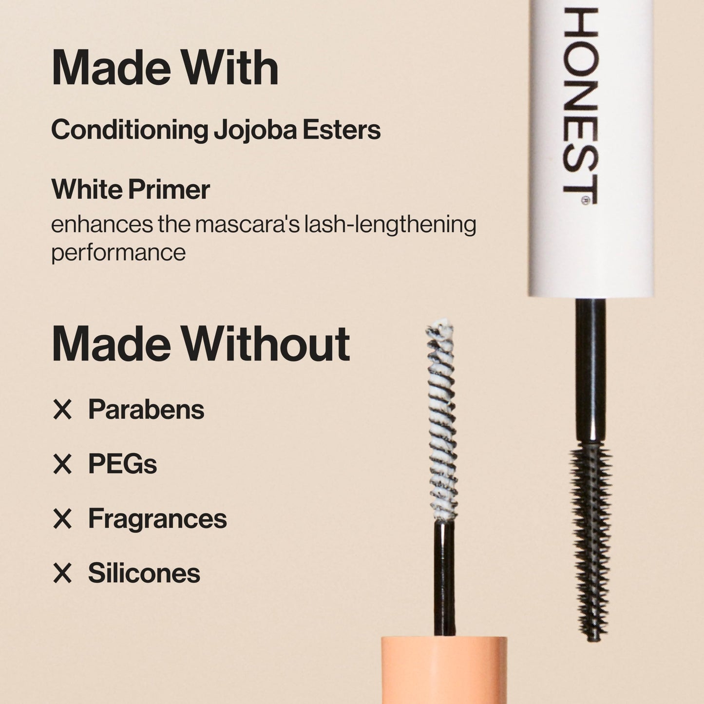 Honest Beauty 2-in-1 Extreme Length Clean Mascara, Lash Primer, Lengthening, Volumizing, Cruelty-Free, Safe for Sensitive Eyes, Black, .27 fl oz Beauty & Personal Care Honest Beauty
