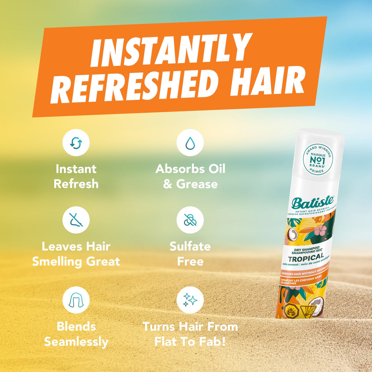 Batiste Dry Shampoo, Tropical, 6.73 Ounce (Packaging May Vary) Beauty & Personal Care Batiste