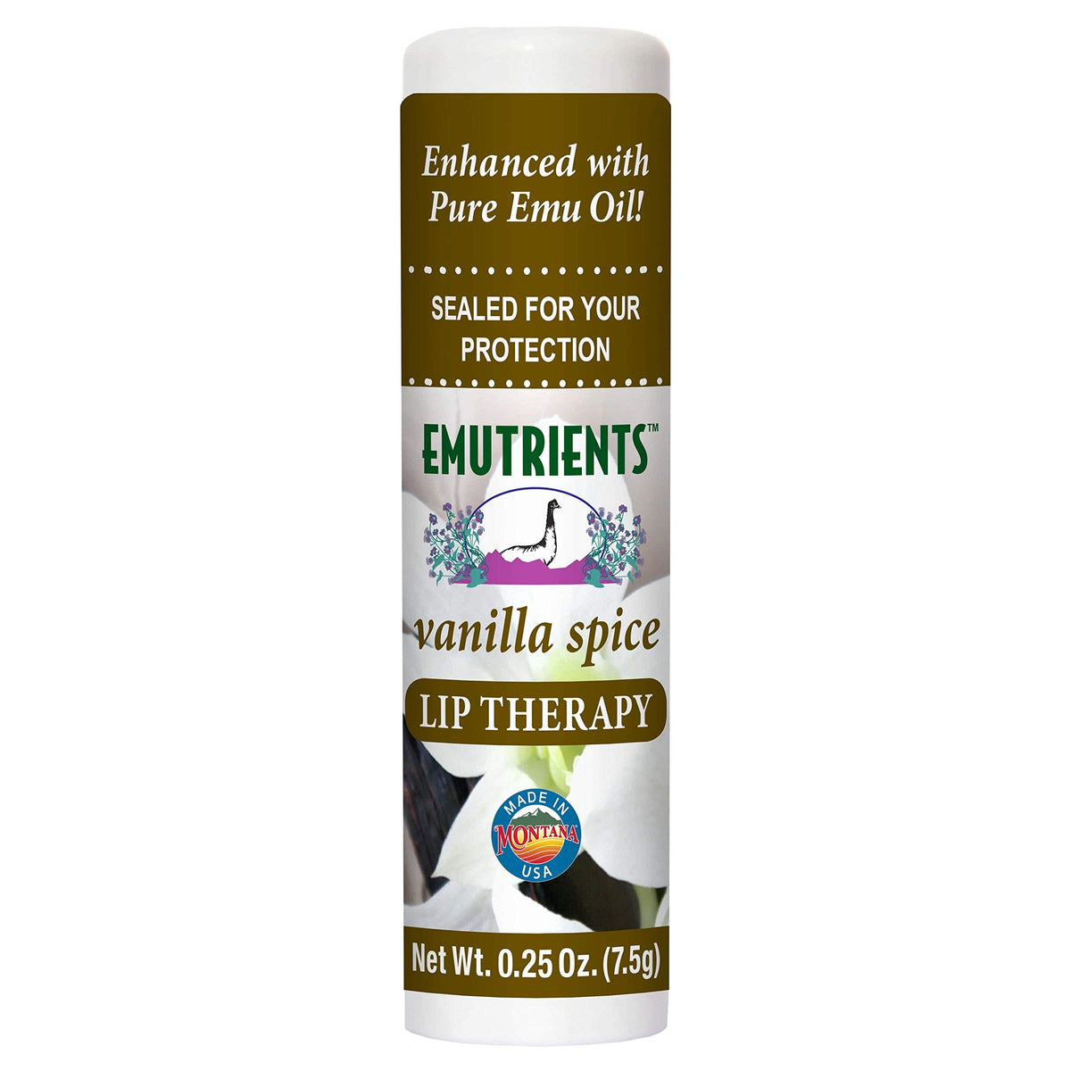 Montana Emu Ranch - Lip Therapy Lip Balm 0.25 Ounce - Vanilla Spice Flavor - Enhanced with Pure Emu Oil Beauty & Personal Care Montana Gold