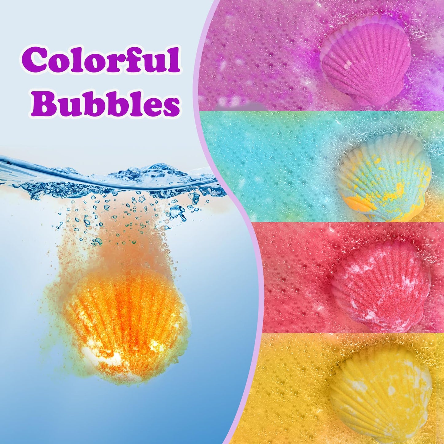 Bath Bombs for Kids with Surprise Toys Inside, 12 Pcs Kids Bath Bombs Gifts for Birthday Christmas Easter Party Favor, Handmade Shell Bubble Bath Kit Beauty and Personal Care Excalla