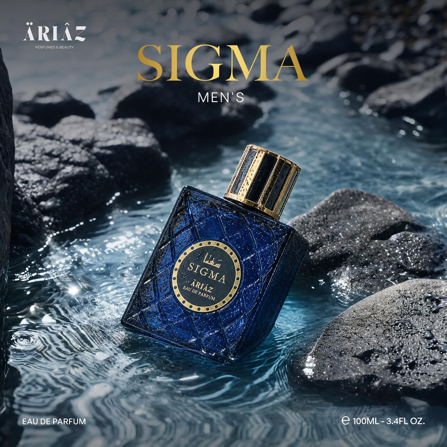 ARIAZ Sigma Men's Eau De Parfum - Clear Aquatic Energy Blended with Fresh Citrus Zest of Grapefruit, Mint, Ginger, Marine Notes & Ambergris - Long Beauty & Personal Care ARIAZ