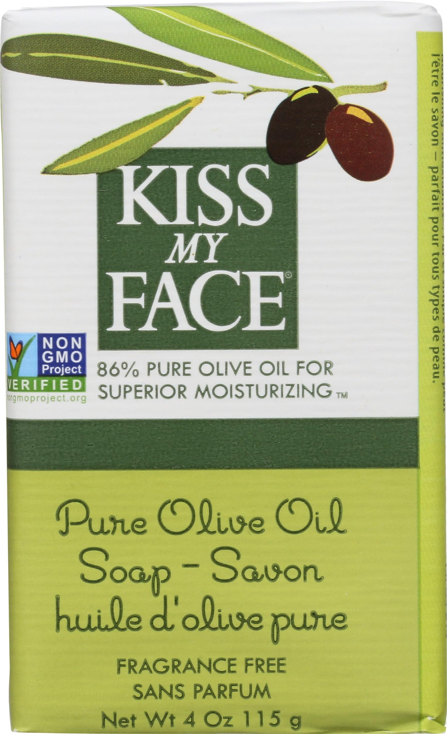 Kiss My Face Pure Olive Oil Bar Soap - Deep Moisturizing Soap Bar - Antioxidant Rich - Cruelty Free Vegan Soap - Palm Oil Free - 8 oz Bar Beauty & Personal Care Kiss My Face