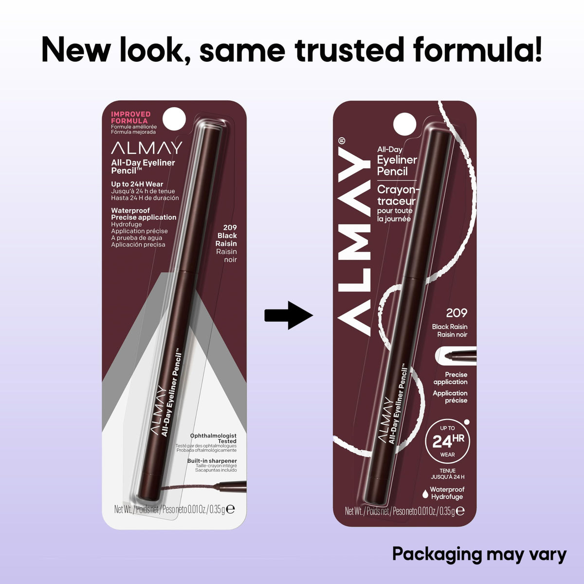 Almay All-Day Eyeliner Pencil, Hypoallergenic, Cruelty-Free, Smudge-Proof, Ophthalmologist Tested, Stocking Stuffer for Women, 209 Black Raisin, 0.01 Beauty & Personal Care Almay
