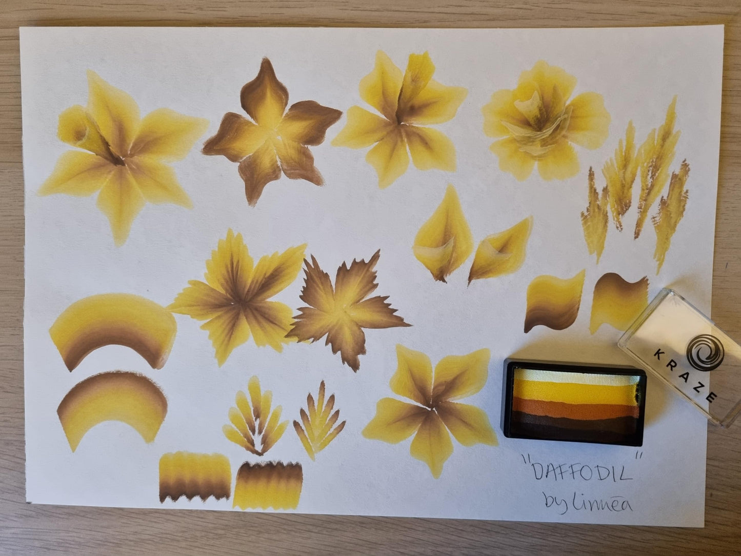 Kraze FX Dome Stroke - Daffodil by Linnea (25 gm), Professional 1-Stroke Split Cake, Hypoallergenic, Non-Toxic, Water Activated Face & Body Painting Beauty & Personal Care Kraze FX