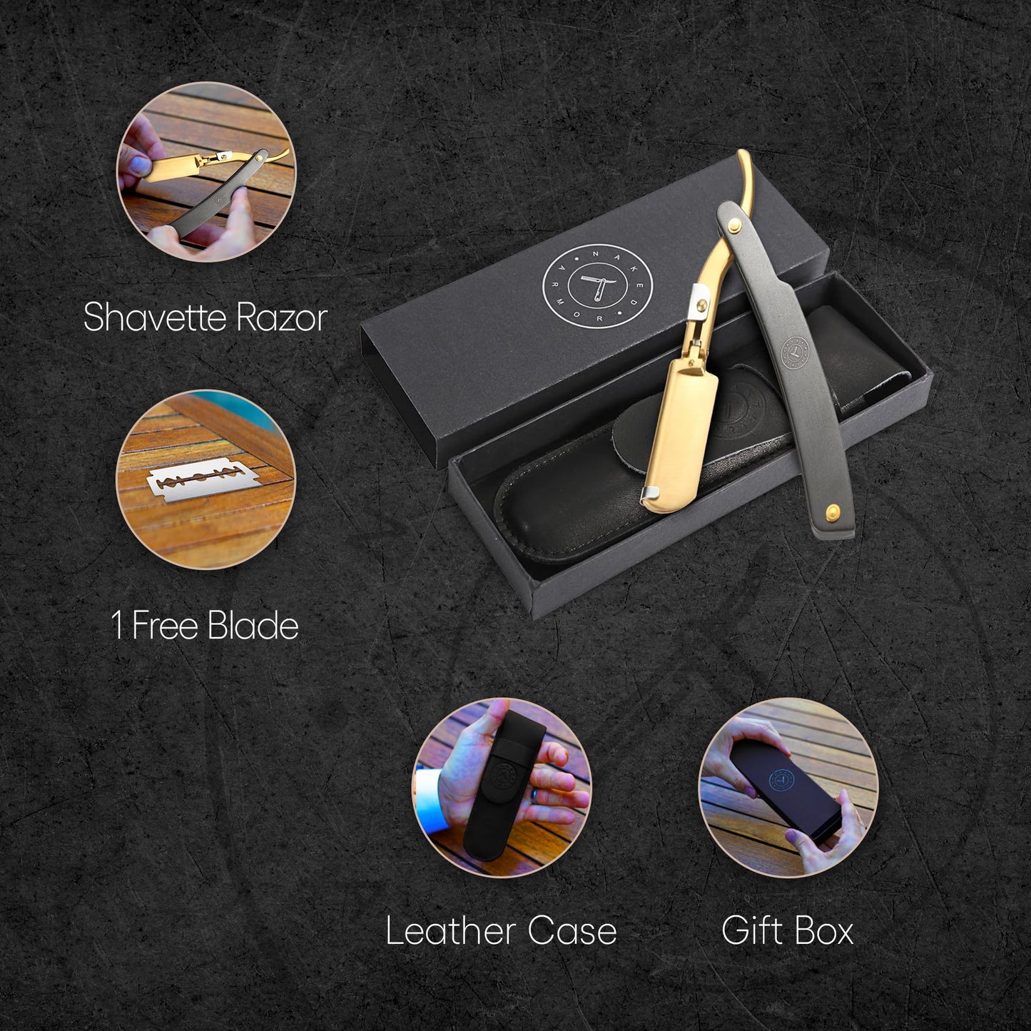 Best Shavette Straight Razor - Replaceable Blade Straight Razor, Metal Handle Shavette, No Stropping or Honing Needed, Great For Beginners, Starter Beauty and Personal Care Naked Armor