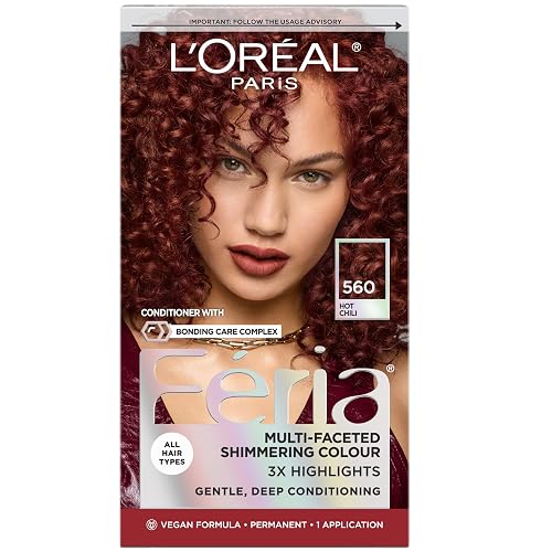 L'Oreal Paris Feria Multi-Faceted Shimmering Permanent Hair Color, High Intensity Hair Dye for 3X Highlights, 560 Hot Chili, 1 Kit Beauty & Personal Care L'Oreal Paris