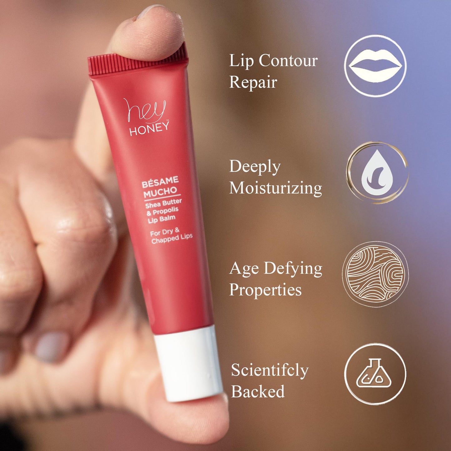 Hey Honey Skincare Bésame Mucho Shea Butter & Propolis Lip Balm | Intensive Hydration for Dry, Chapped Lips, Natural Moisturizing Lip Repair Treatment Beauty & Personal Care Hey Honey