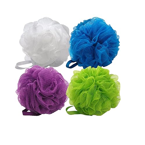 Aquasentials Mesh Pouf Bath Sponge (4 Pack) (Multi-Color) Beauty & Personal Care Aquasentials