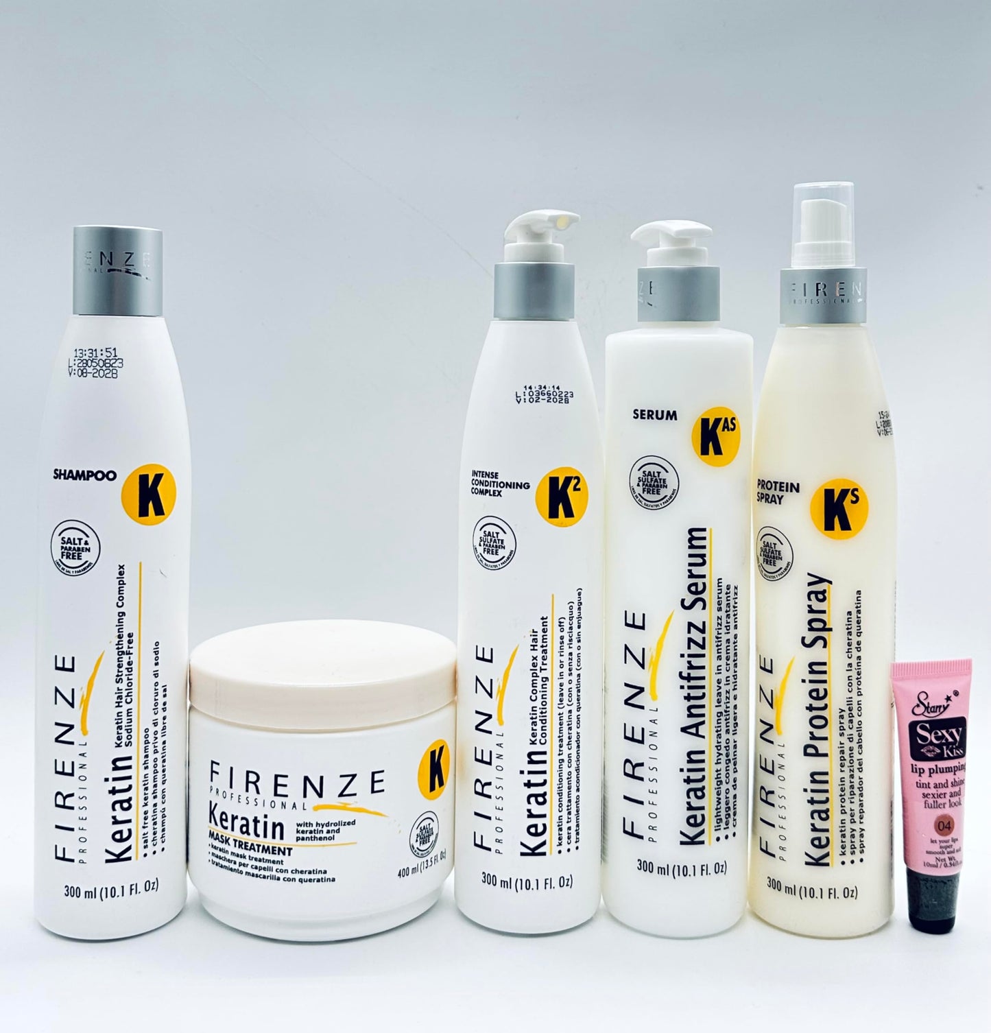 Firenze Professional Keratin Kit: Shampoo 10.1fl oz, Mask 13.5 Fl oz, Intense Conditioning complex 10.1 Fl oz, Anti-Frizz Serum 10.14 fl oz & Protein Beauty & Personal Care Firenze Professional