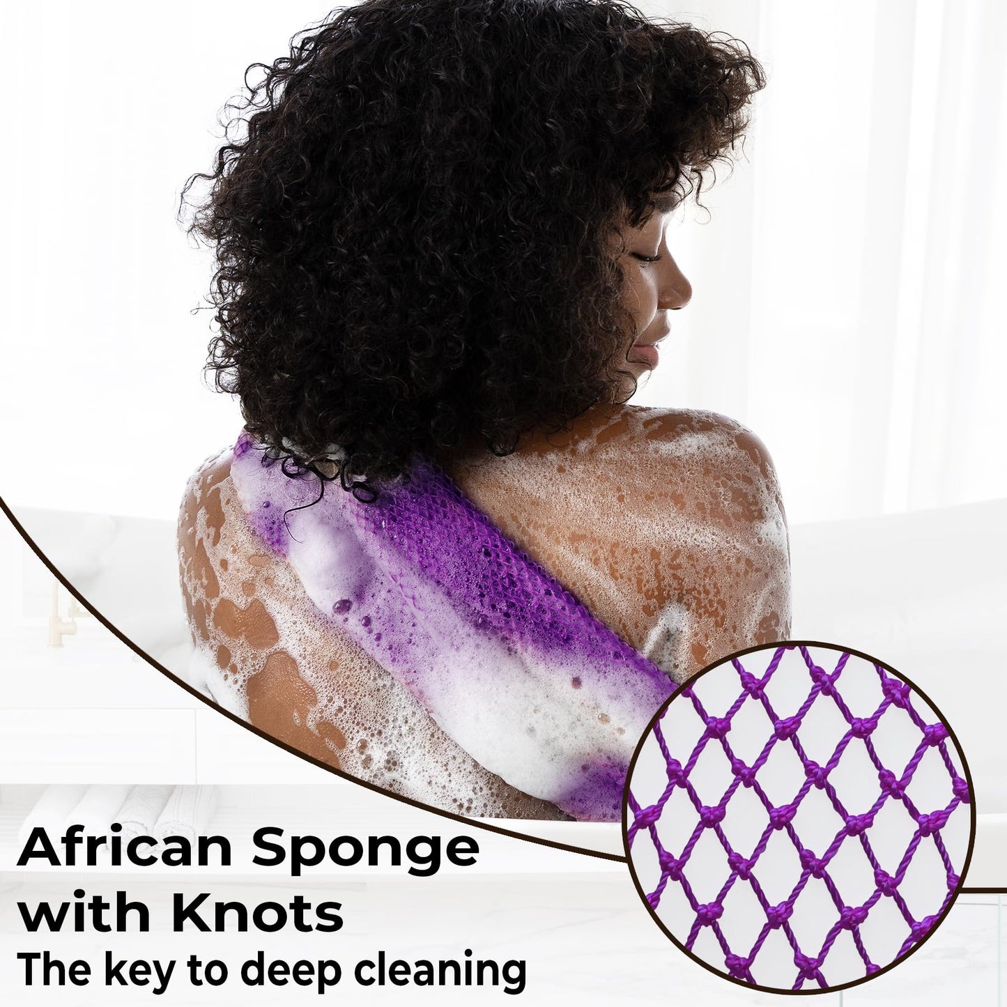 African Net Sponge Authentic - Real African Exfoliating Body Scrubber Sponge with Knots - Shower Washcloths for Exfoliator - Body Care Bathing Beauty and Personal Care MINISENTIALS