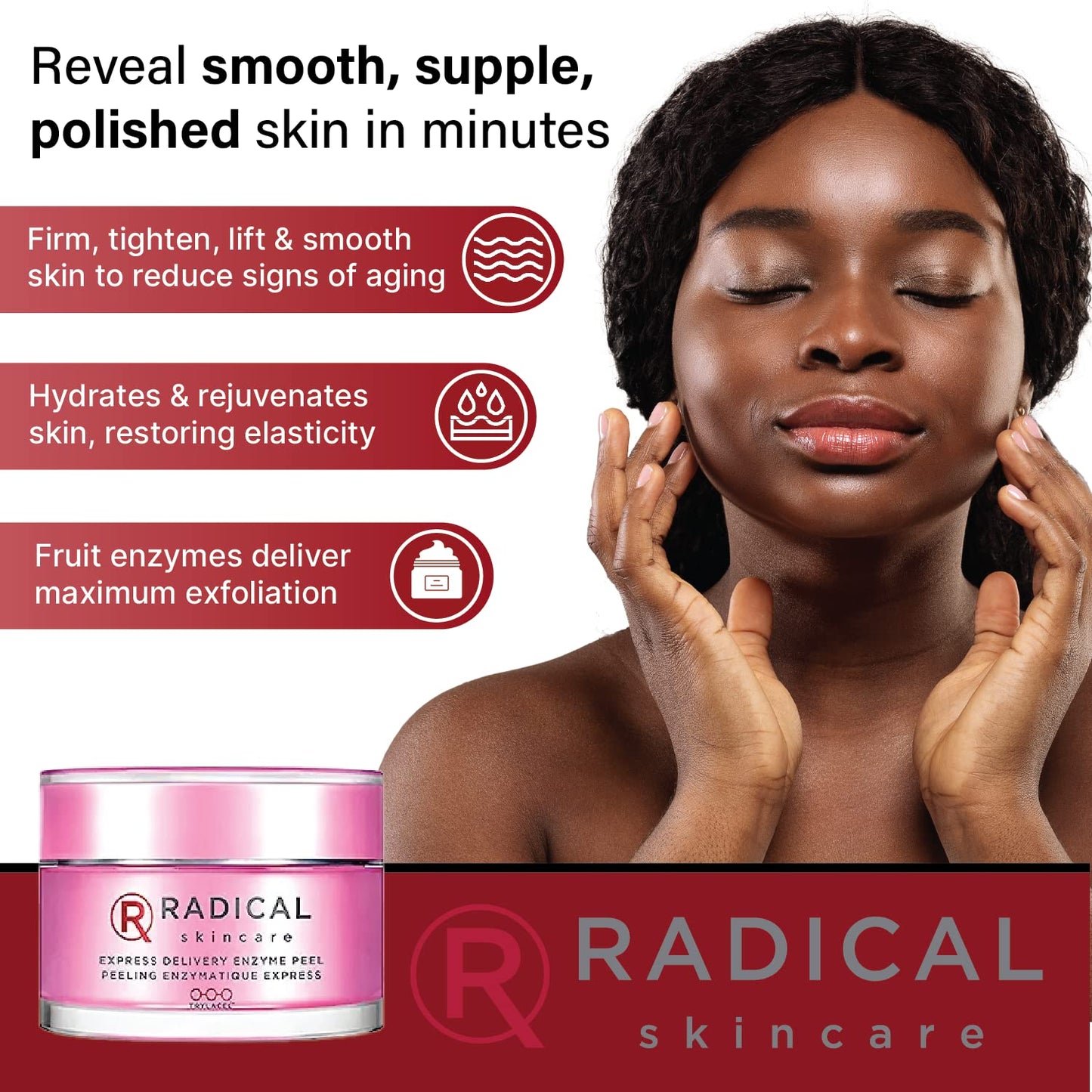 Radical Skincare Express Delivery Facial Enzyme Peel Mask Cleanser Exfoliator - Reveal Smooth, Supple, Polished Skin In Minutes | Paraben & Cruelty Beauty & Personal Care Radical Skincare