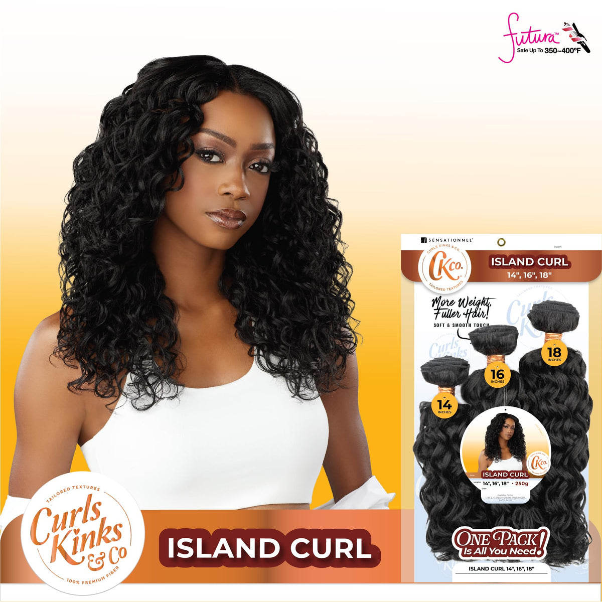 Sensationnel CKCO Synthetic Bundle-Island Curl,14 16 18 inch, 4 MEDBROWN