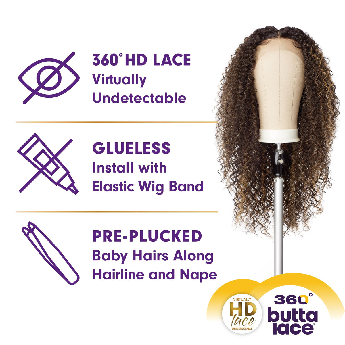 Sensationnel Butta 360 LaceWig-Unit 6, 1B OFFBLACK