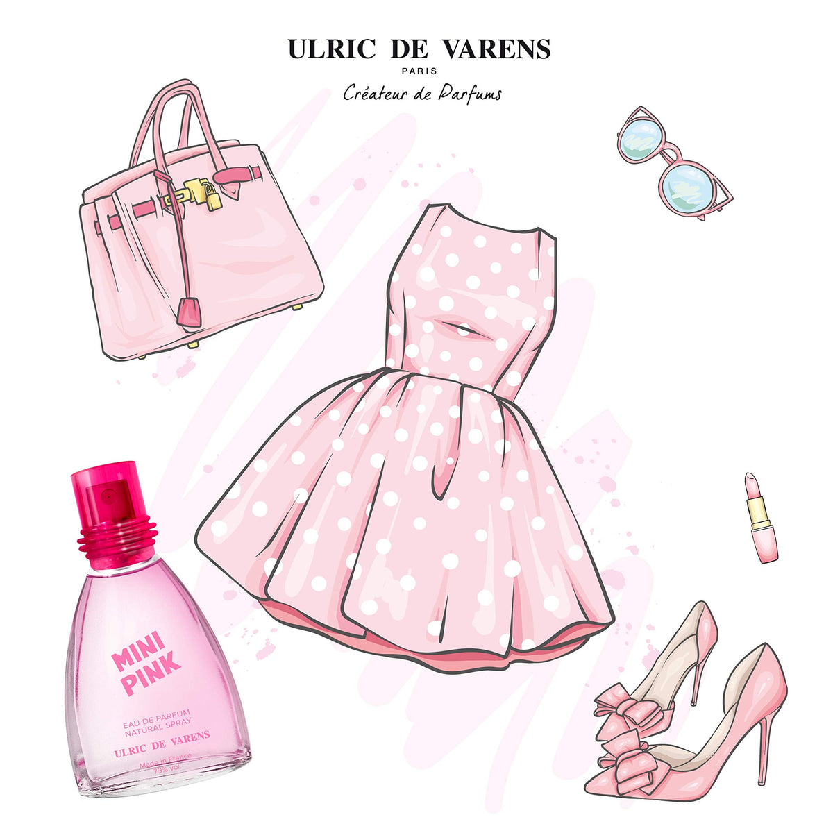 Ulric De Varens Mini Pink Eau de Parfum 25 ml- Youthful, Enchanting, and Fresh - Notes of Caramel, Bergamot, & Vanilla - Travel Size - .9 Fl Oz Beauty & Personal Care Ulric de Varens