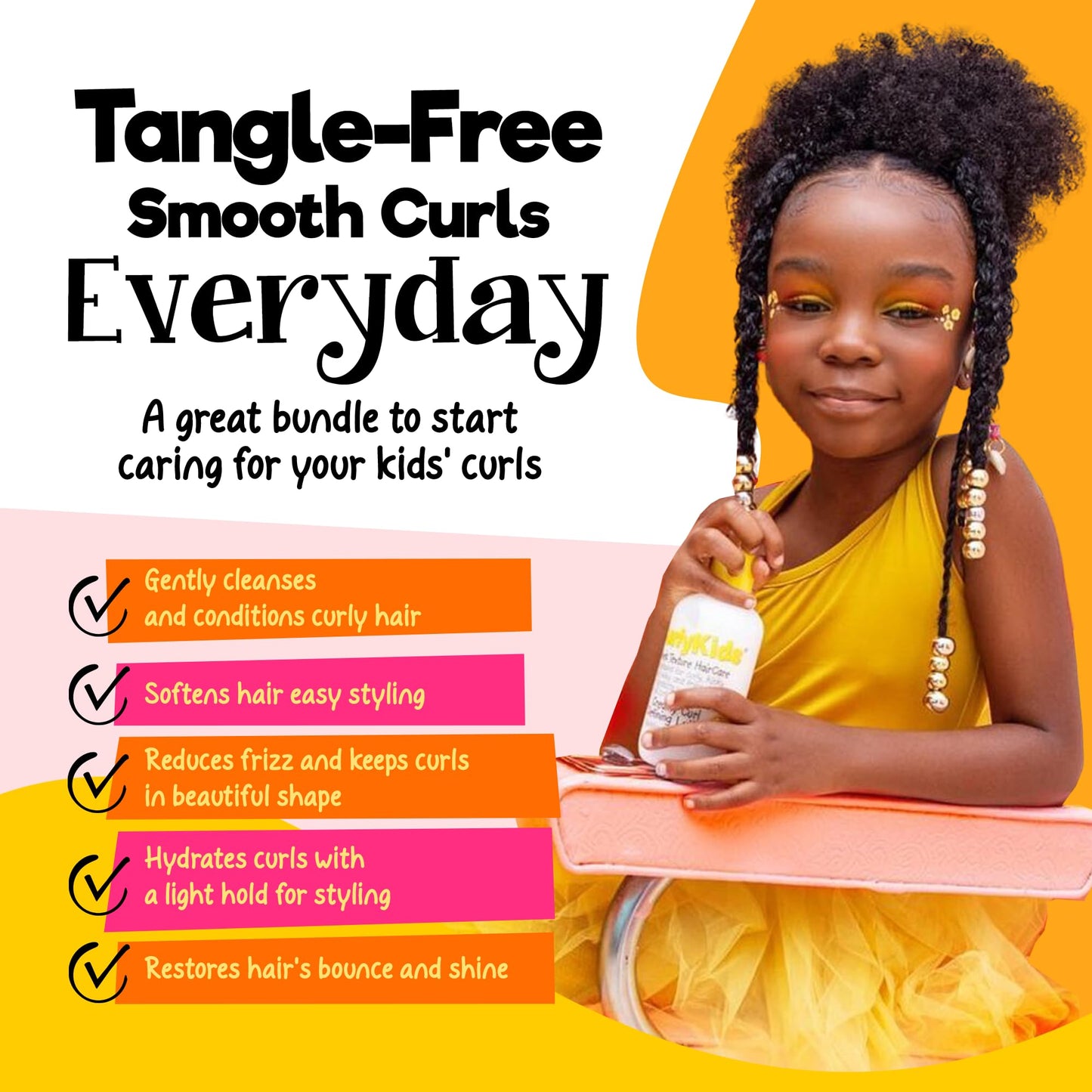CurlyKids Bundle with Hair Detangler, Kids Shampoo, and Conditioner for Curly, Frizzy & Wavy Hair | Sulfate & Paraben-Free Formula Beauty & Personal Care CurlyKids