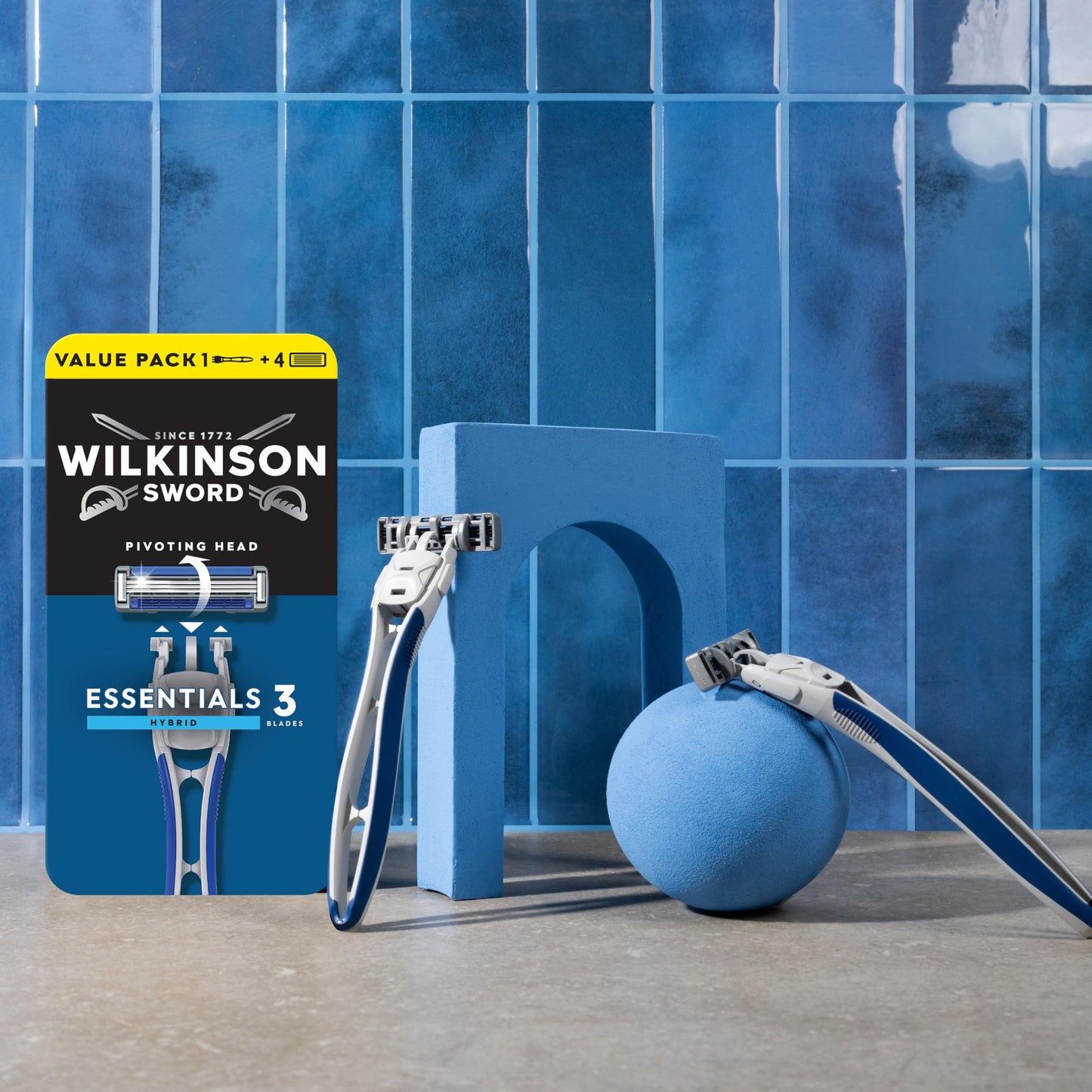 Wilkinson Sword - Extra 3 Essentials Hybrid Disposable Shaver - Men's 3-Blade Shaver - 4 Pack Charger Beauty and Personal Care Wilkinson Sword
