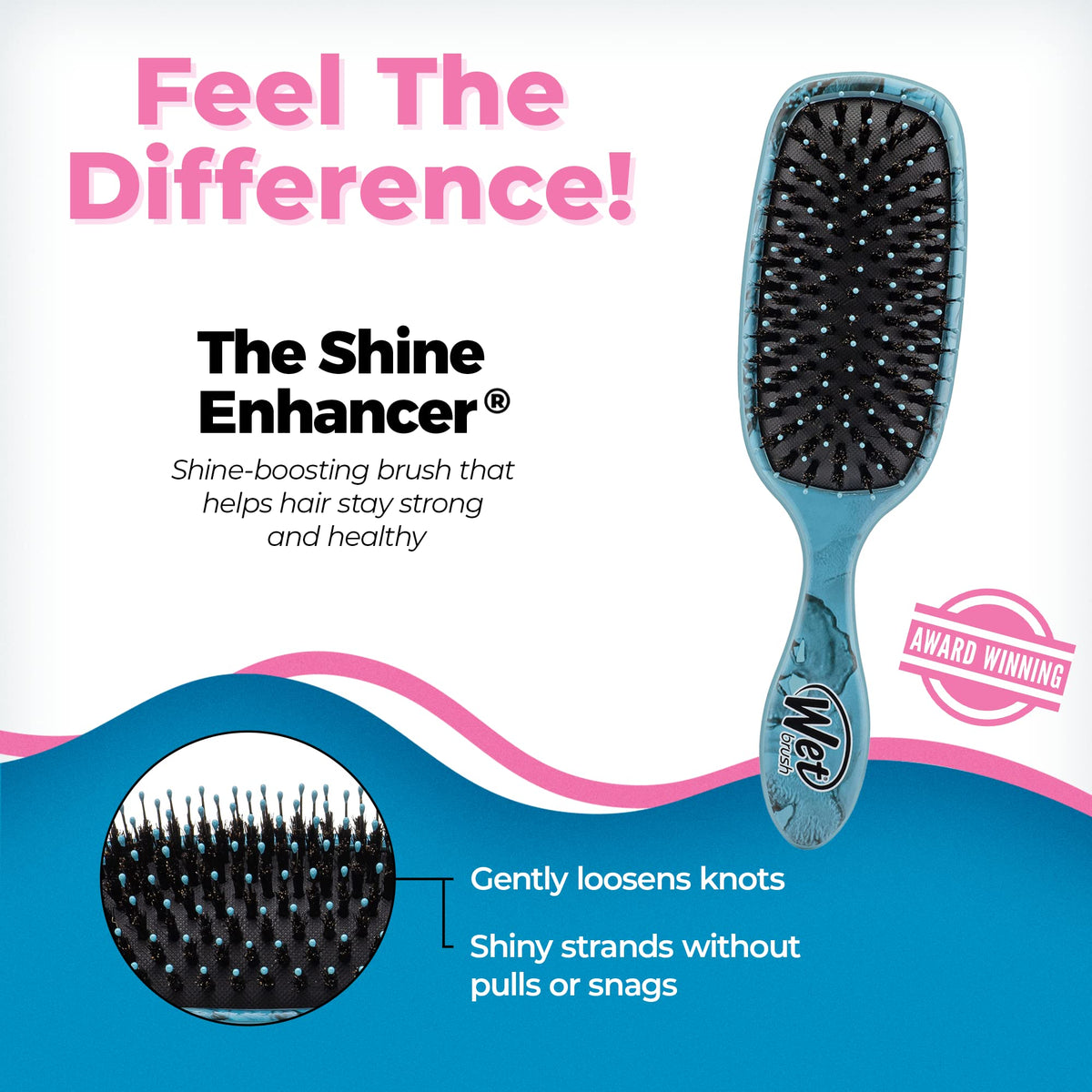 Wet Brush Shine Enhancer, Artic Blue - Ultra-soft IntelliFlex and Natural Boar Bristles for Shiny, Smooth Hair - For Women, Men, Wet or Dry Use