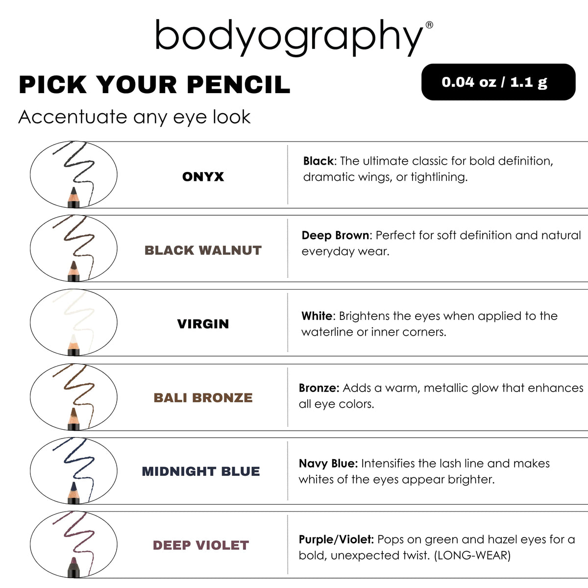 Bodyography Cream Eye Pencil, Virgin - White Wooden Eyeliner for Eyes & Eyebrows, Long-Lasting Cruelty-Free Coconut Oil Cosmetic Liner Beauty & Personal Care Bodyography