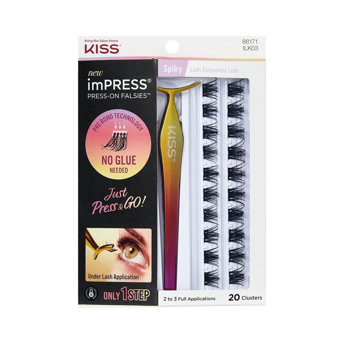 KISS imPRESS Falsies Press On Self Adhesive Eyelashes, 12mm-14mm Glam Volume Press On Lashes, Black, No Glue Needed, Invisible Band, Lash Clusters Beauty and Personal Care imPRESS Default Title