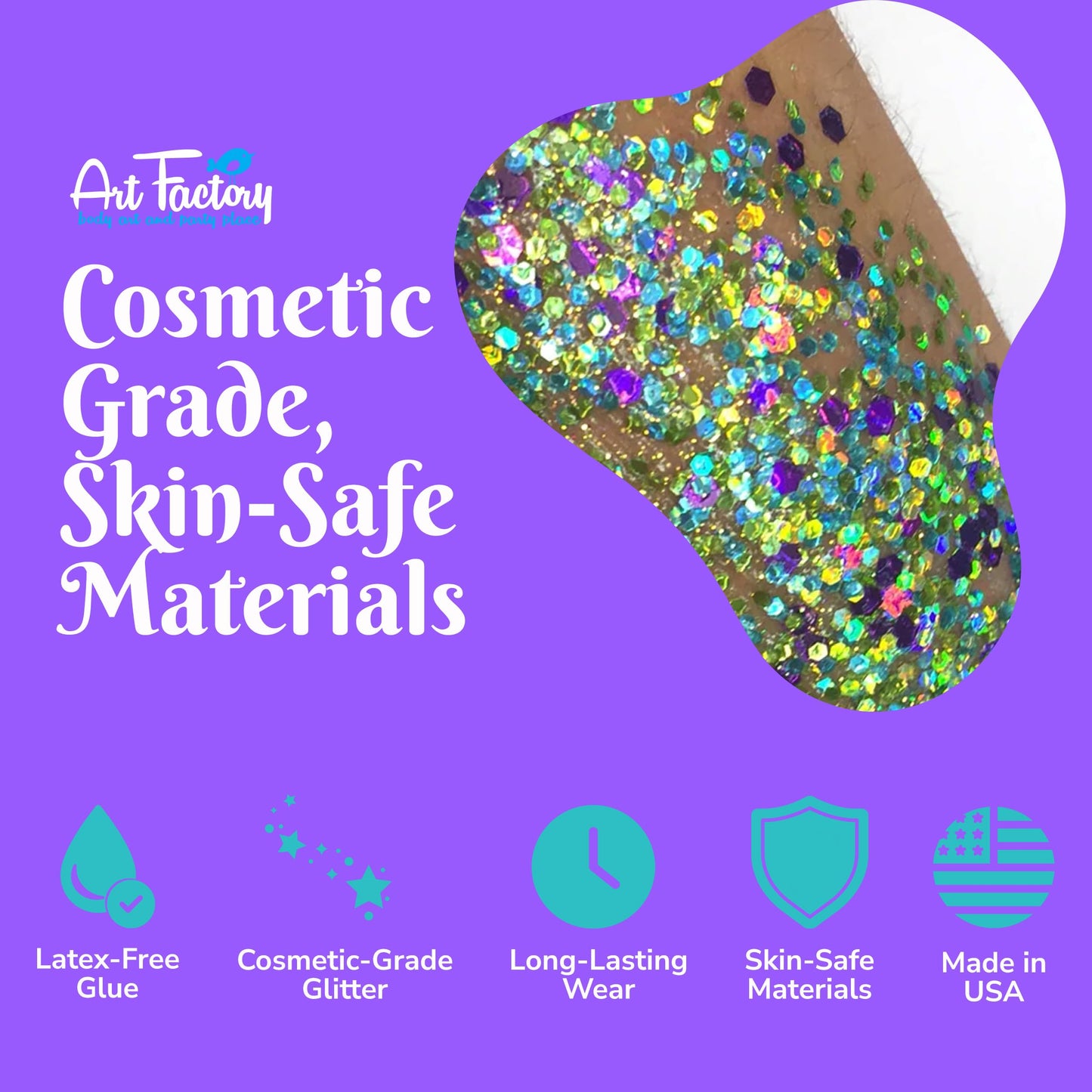 Art Factory Mermaid Holographic Body Glitter Gel - Chunky Sea Mix Cosmetic Glitter for Face, Hair & Body - Festival Rave Makeup, Long Wear Glitter Beauty & Personal Care Art Factory