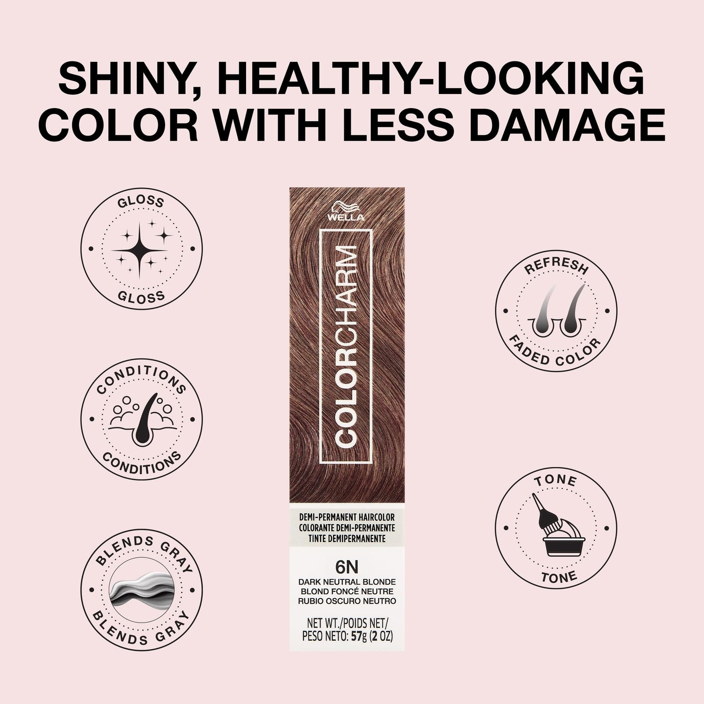 COLORCHARM Demi Permanent Hair Color 6N Dark Neutral Blonde Gloss, Refresh & Tone 2 Fl Oz Beauty and Personal Care COLORCHARM