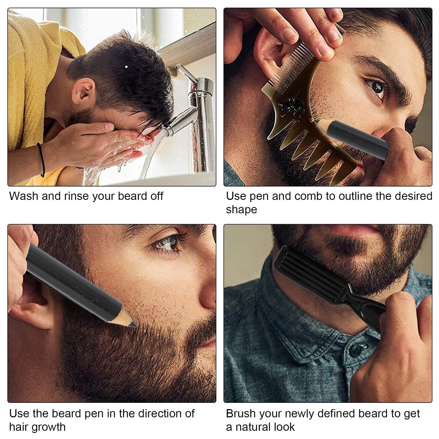 Barber Pencil, Beard Pencil Filler for Men, Barber Pencil for Lineup, Household Beard Pencil Liner, Long Lasting Repair Shape Beard Pen Water/Sweat Beauty and Personal Care Betued