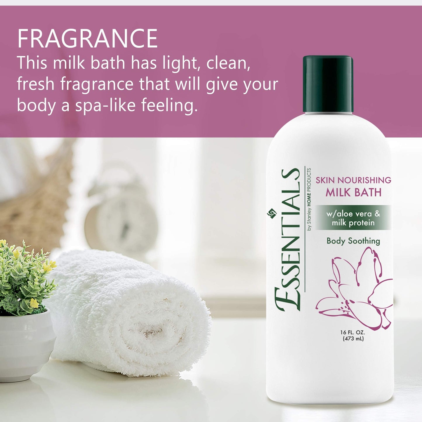 Stanley Home Products A6808 Essentials Nourishing Milk Bath for Spa & Home - Skin Moisturizer & Softener - Light, Fresh Fragrance - 16 Fl. Oz (Pack Beauty and Personal Care STANLEY HOME PRODUCTS