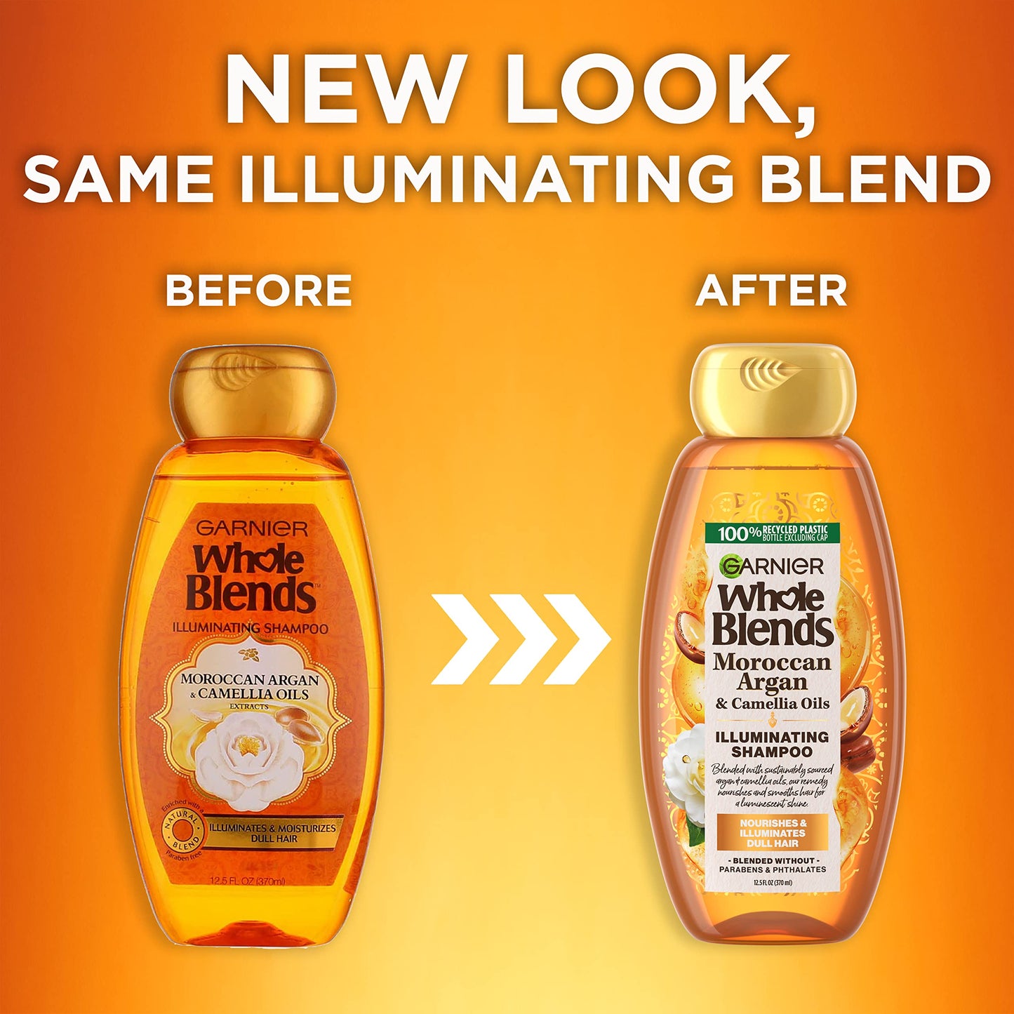 Garnier Whole Blends Moroccan Argan & Camellia Oils Illuminating Shampoo for Silky Shine, 12.5 Fl Oz, 3 Count (Packaging May Vary) Beauty & Personal Care Garnier