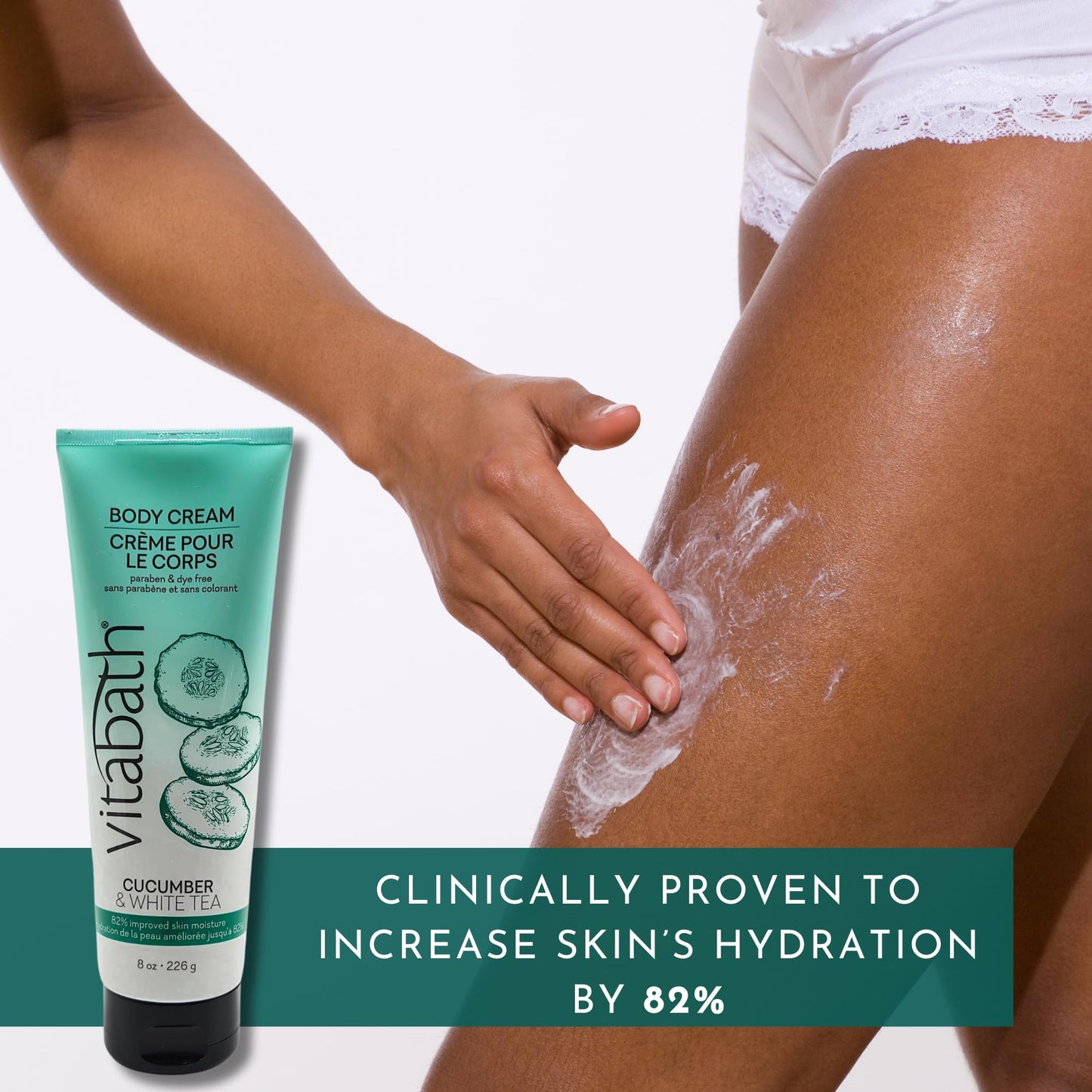 Vitabath Cucumber & White Tea Moisturizing Body Cream - Soothing Hydration Vitamin & Nutrient Skin Care - Replenishing All Over Dry Skin Lotion Beauty & Personal Care Vitabath