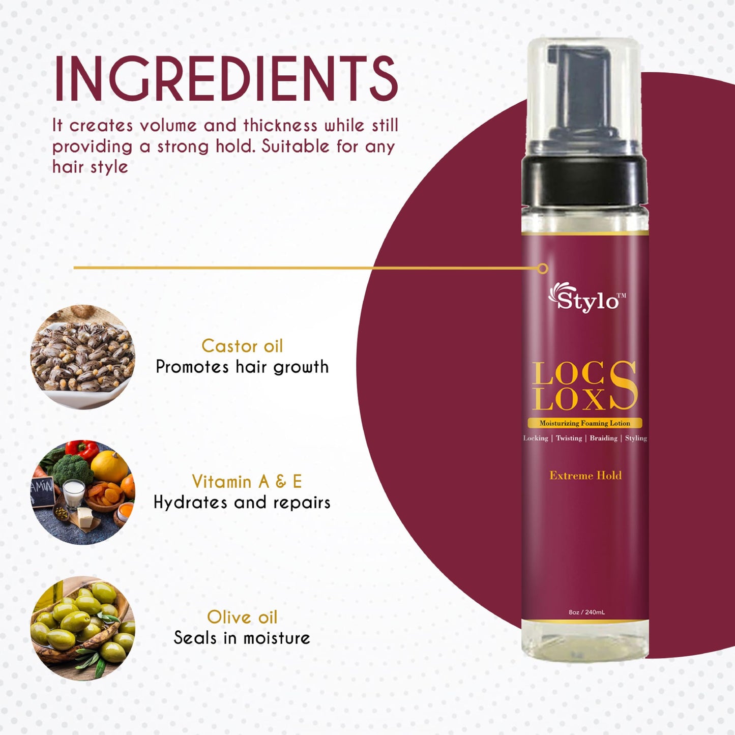 J. AMILA Stylo Locs Moisturizing Foaming Lotion - 8oz Extreme Hold for Ultimate Style and Moisture in Your Locks. Beauty & Personal Care J. AMILA