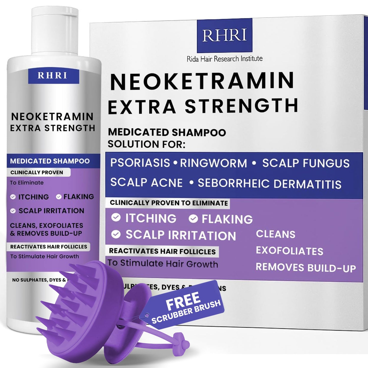 RHRI Anti Fungal Shampoo for Men & Women | Anti Dandruff, Medicated, Folliculitis Shampoo for Dry Scalp, Psoriasis, Ringworm | for Flaky & Irritated Beauty and Personal Care Rida Hair Research Institute