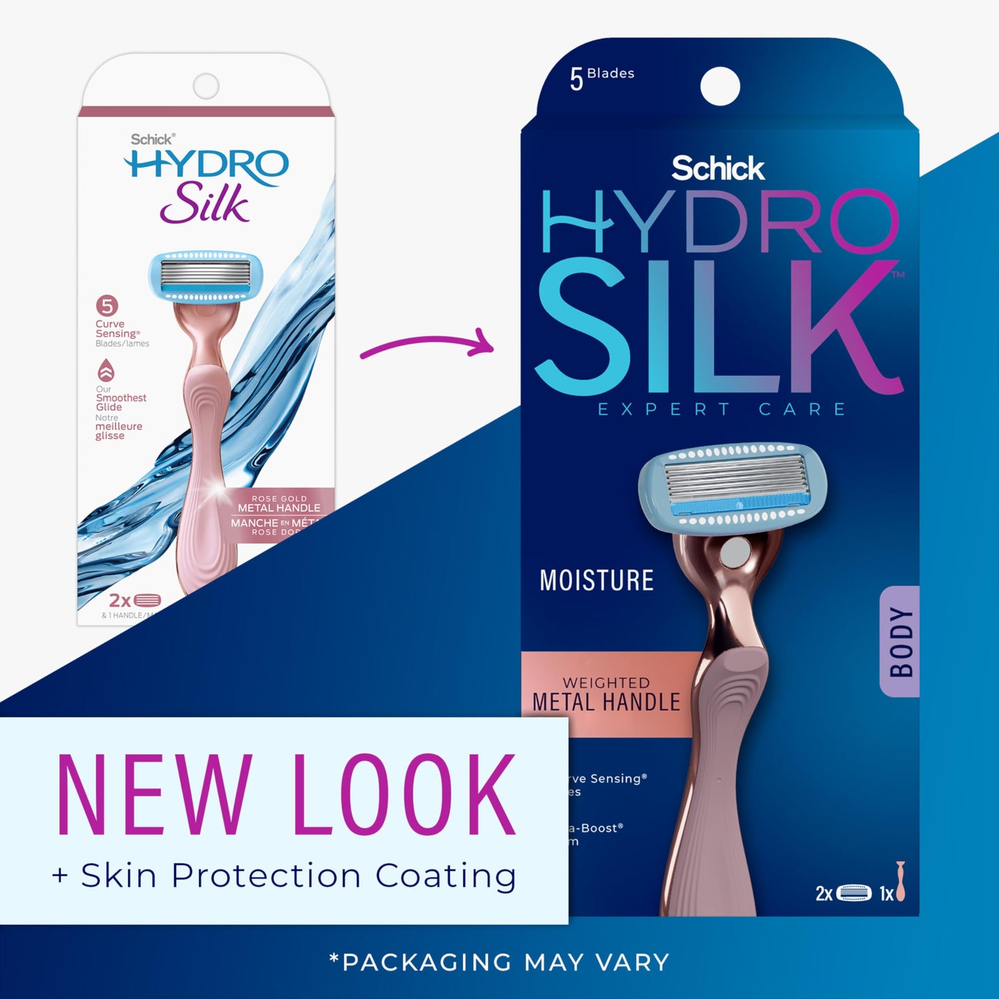 Schick Hydro Silk Rose Gold Metal Razor for Women - Womens Razors, 5-Blade Razors for Women, Includes 1 Womens Razor Handle & 2 Refills Beauty and Personal Care Schick Hydro Silk