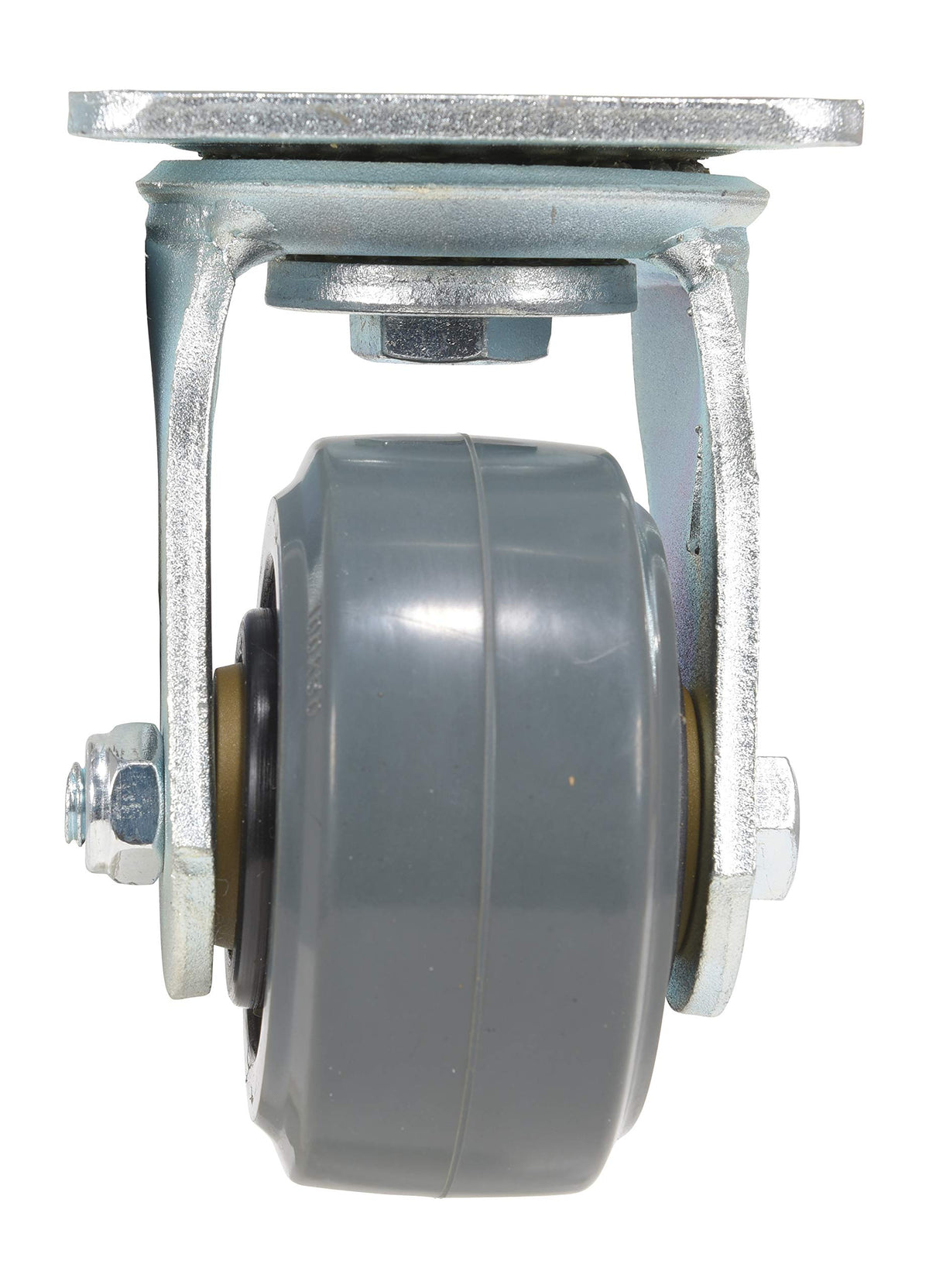Vestil CST-KSM-4X2MR-S Rubber Swivel Caster 4 in. Diameter x 2 in. Width 551 Lb. Capacity Dark Gray/Gold