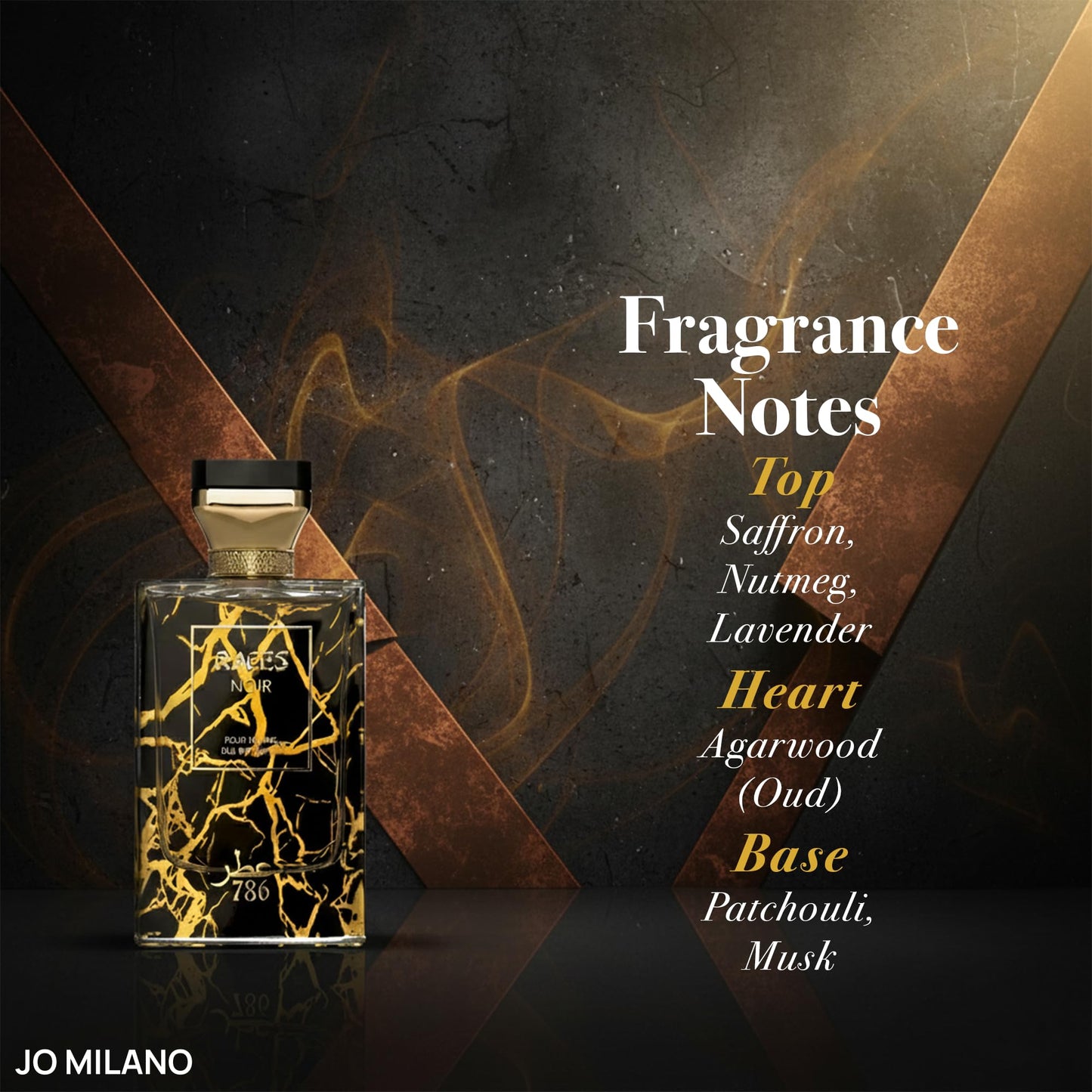 Jo Milano Raees Noir Eau De Parfum Spray | 3.4 oz (100ml) | Warm Spicy, Patchouli, Saffron, Oud Scent | Long Lasting Fragrance for Men Beauty & Personal Care Jo Milano