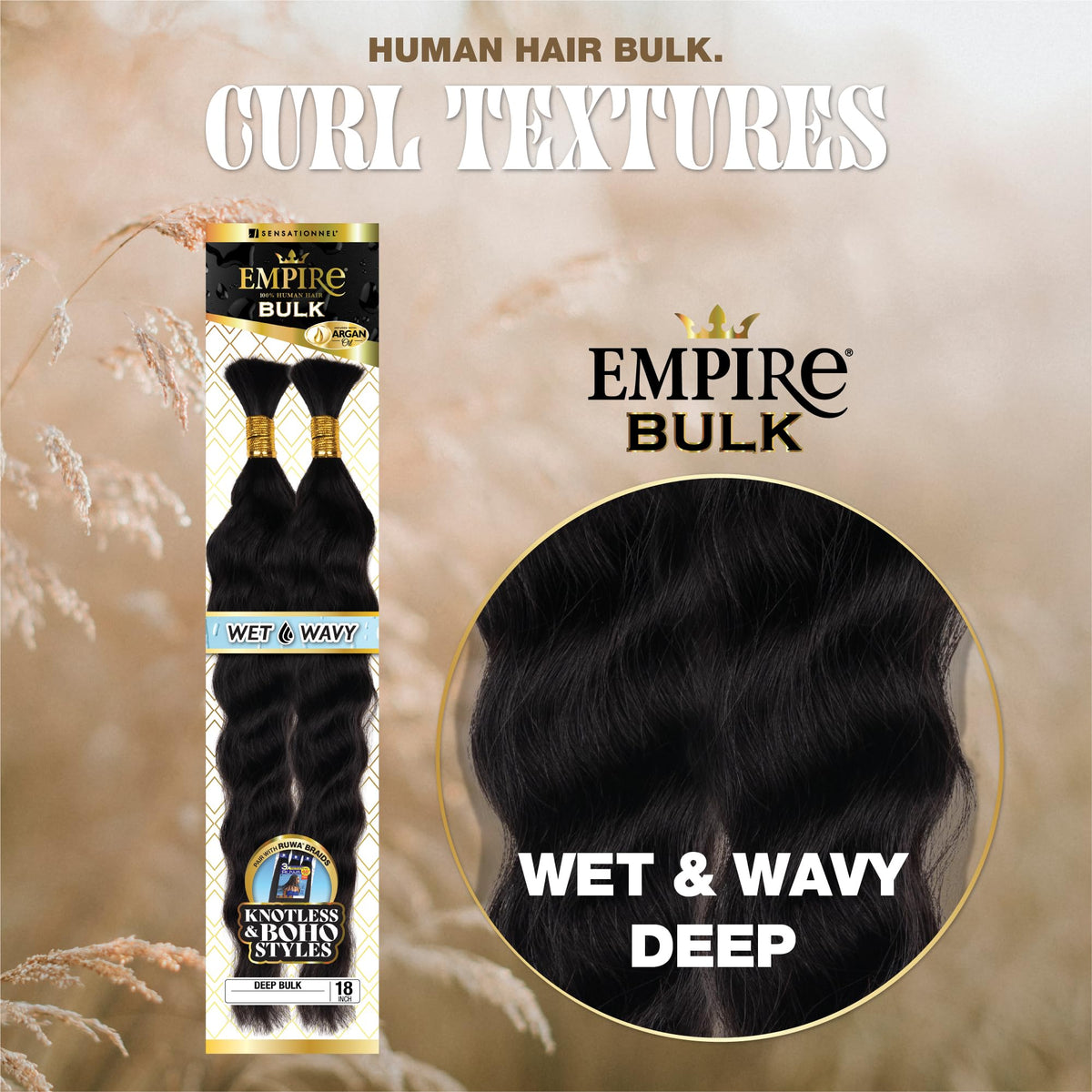 Sensationnel Empire Bulk Braiding-Wet and Wavy Deep,1pk 18in, 1B OFFBLACK