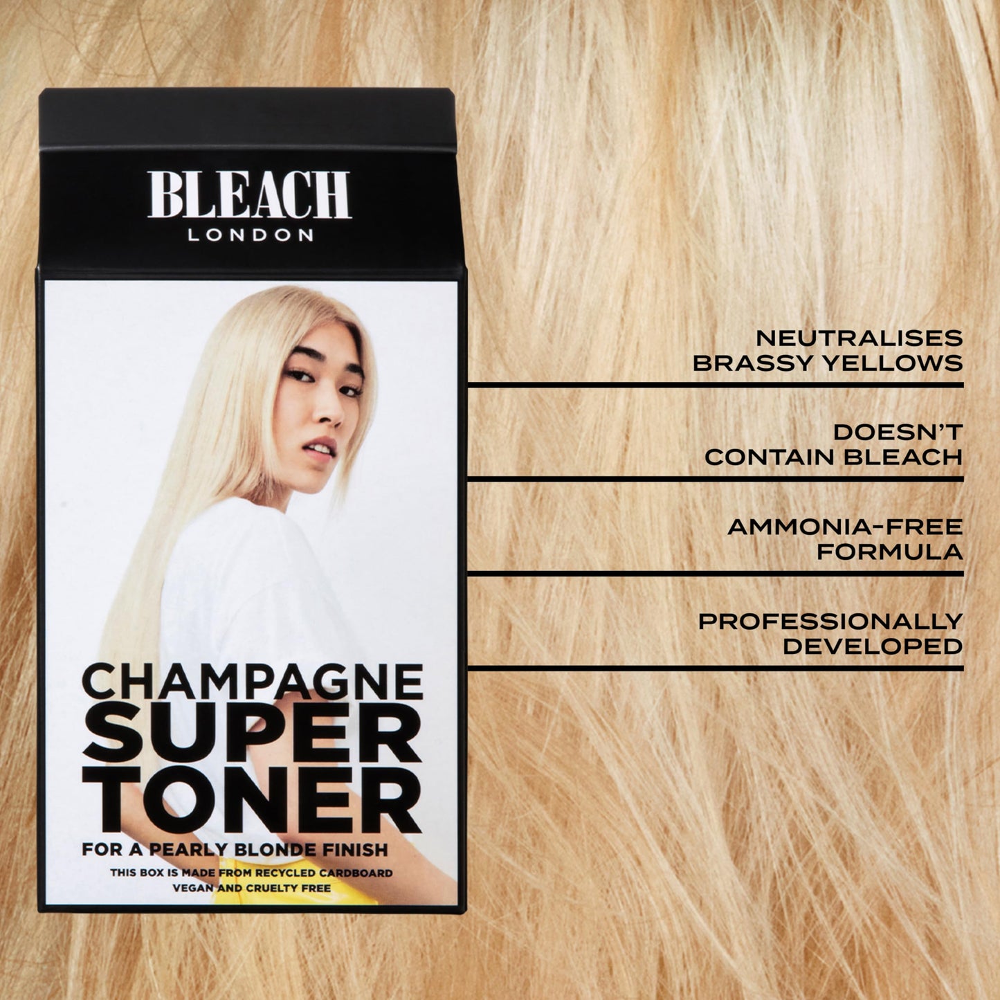 Bleach London Champagne Super Toner Kit - Ammonia-Free Toning for Golden Hour Blonde Finish - Ideal for Neutralising brassiness - with Smooth Beauty & Personal Care Bleach London