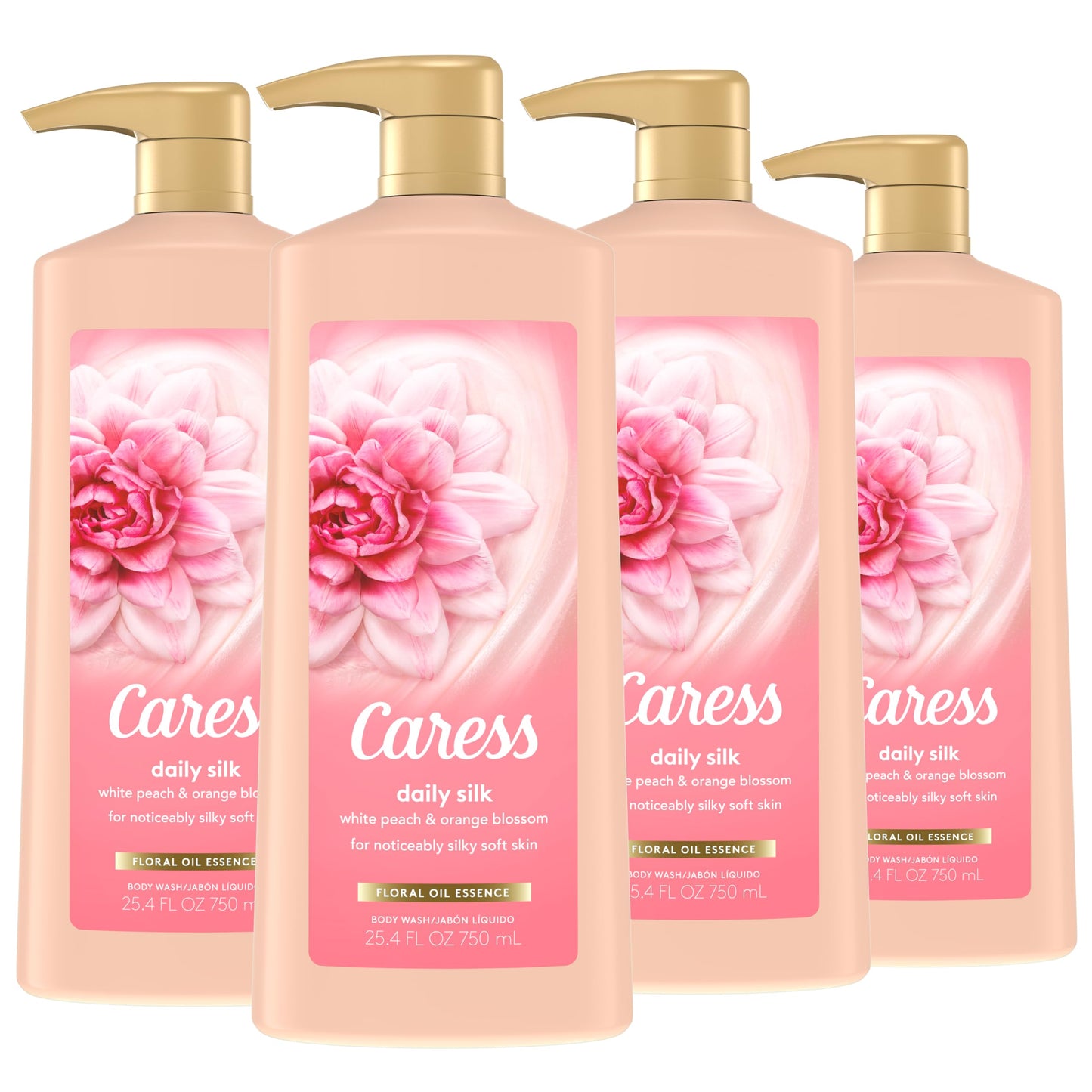 Caress Hydrating Body Wash with Pump Shower Gel For Soft, Silky Skin Daily Moisture Body Wash With Silk Extract & Floral Oil Essence, 25.4 Fl Oz (Pack Beauty & Personal Care Caress