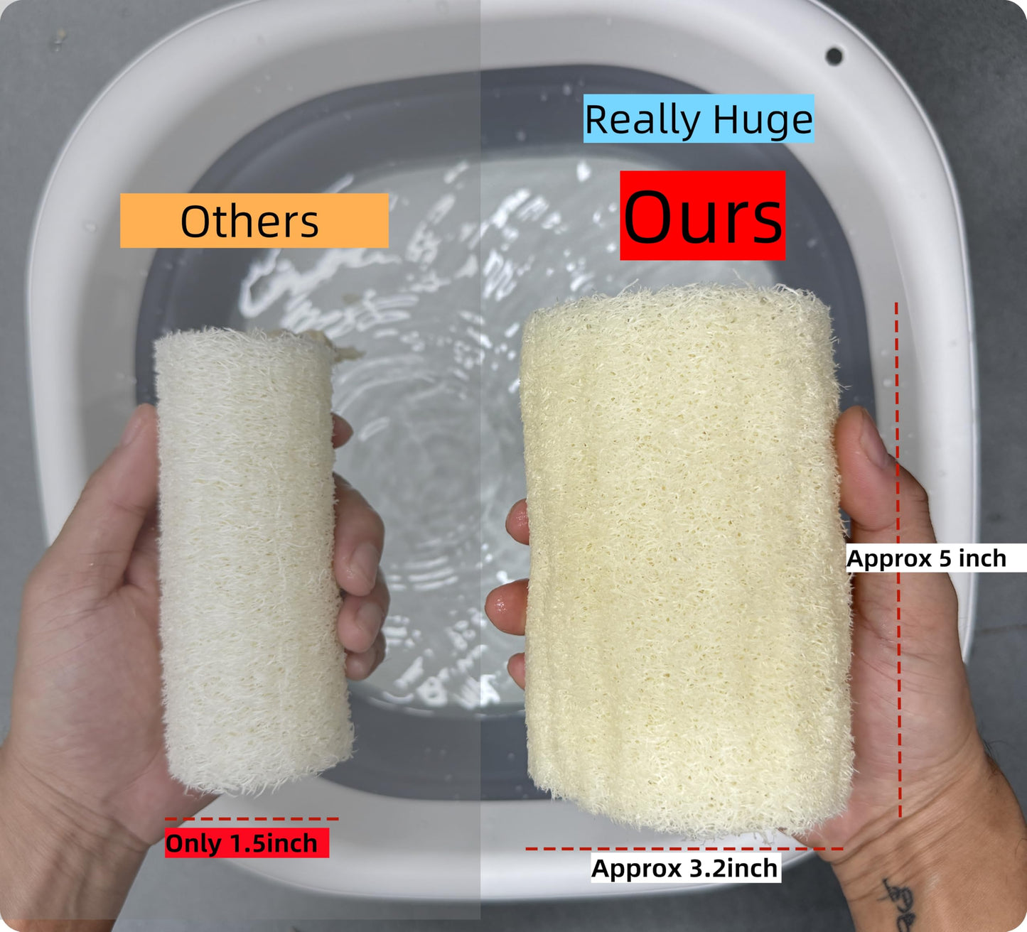 MAYMII·Home 100% Large (5" Length) Nature 6 Pack of Organic Loofahs Loofah Spa Exfoliating Scrubber Natural Luffa Body Wash Sponge Remove Dead Skin Beauty & Personal Care MAYMII·HOME