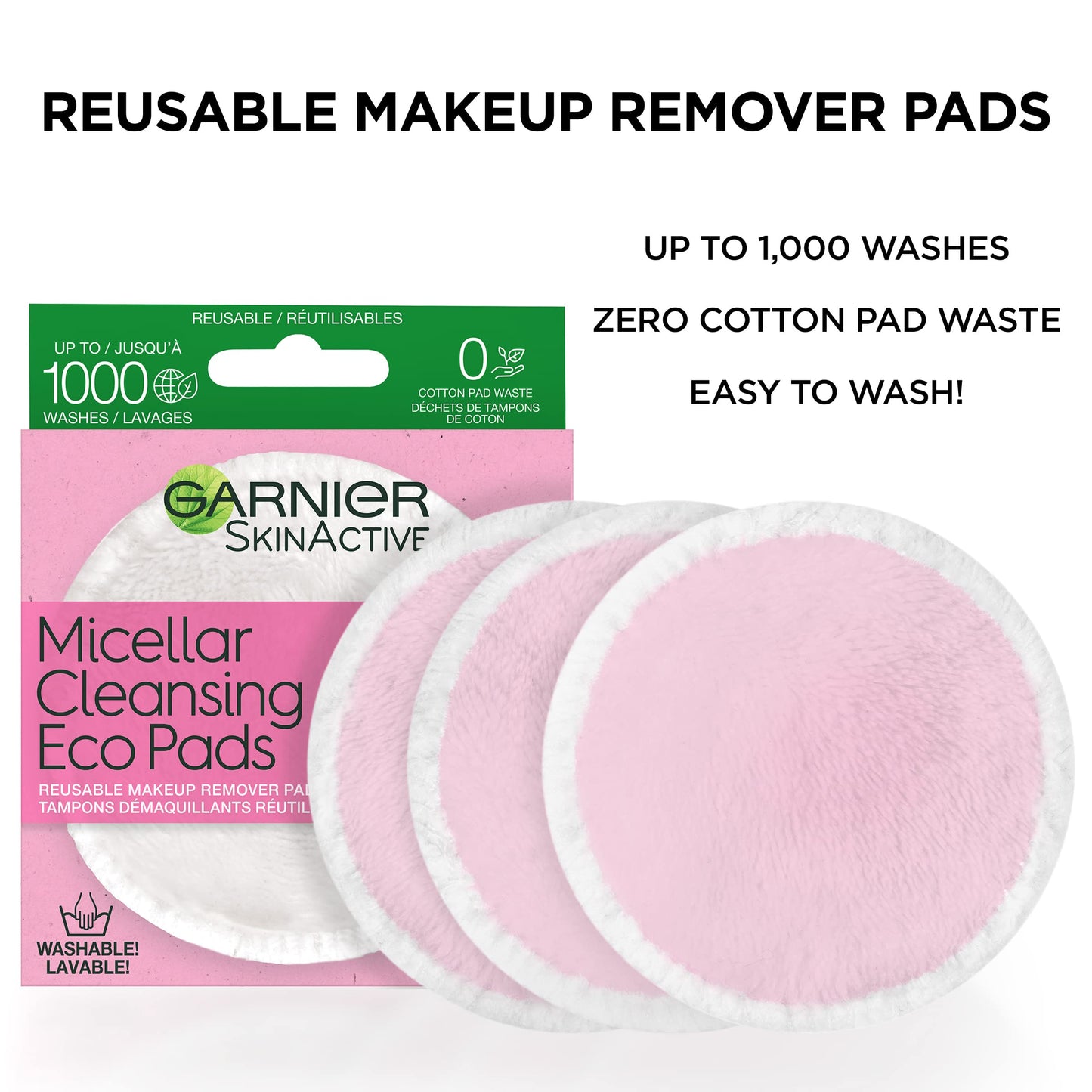 Garnier Micellar Cleansing Eco Pads, Reusable, 3 Ultra-soft Microfiber Pads, 1 Count (Packaging May Vary) Beauty & Personal Care Garnier