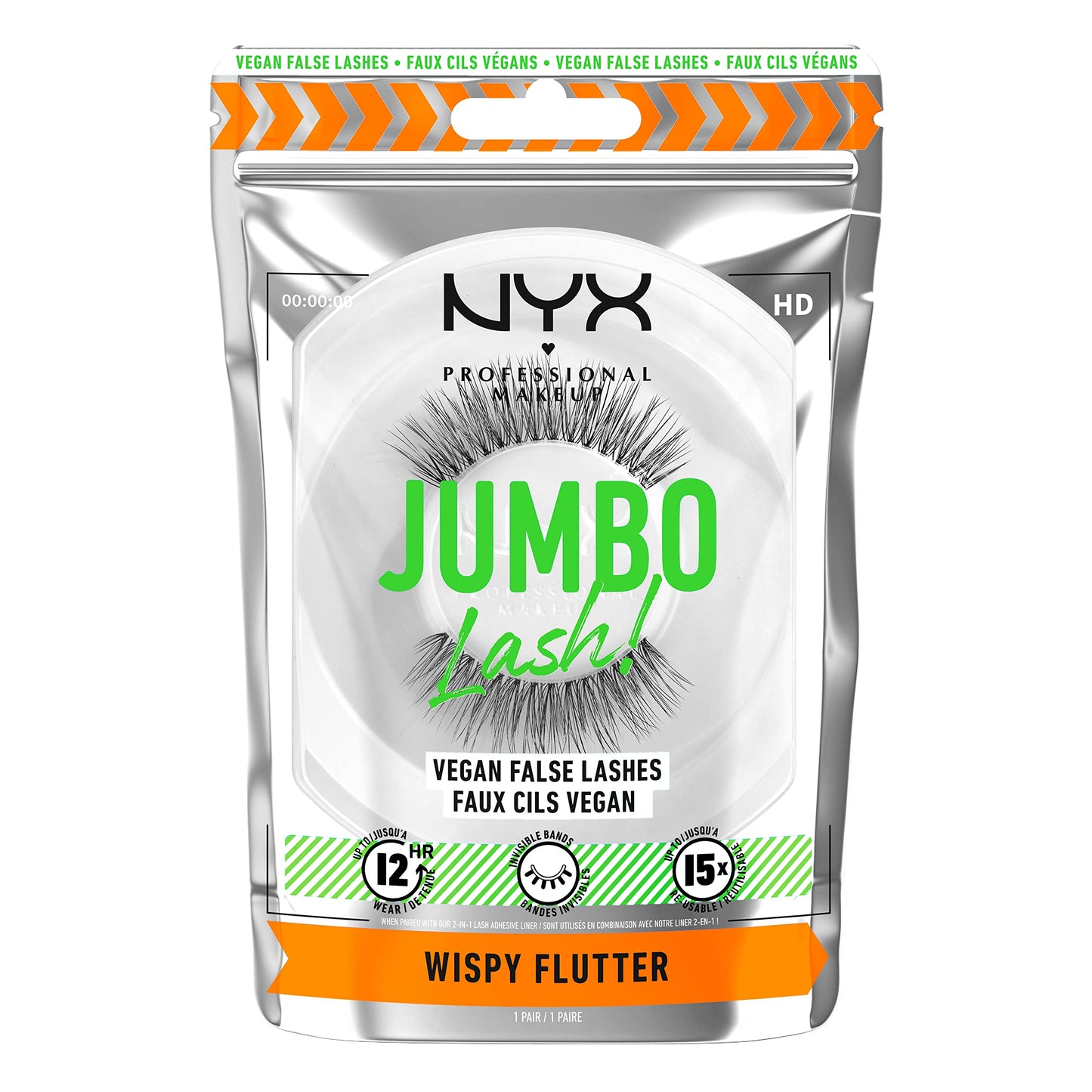 NYX PROFESSIONAL MAKEUP Jumbo Lash! Vegan False Eyelashes, Up to 12HR Wear, Reusable Fake Lashes - Wispy Flutter Beauty & Personal Care NYX PROFESSIONAL MAKEUP