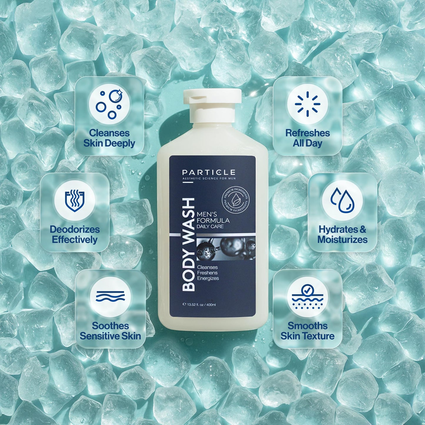 Particle Men’s Body Wash, Daily Skin Care for Men with Dead Sea Minerals, Hydrating Moisturizing Shower Gel and Cleanser for Men, All Skin Types Beauty & Personal Care Particle
