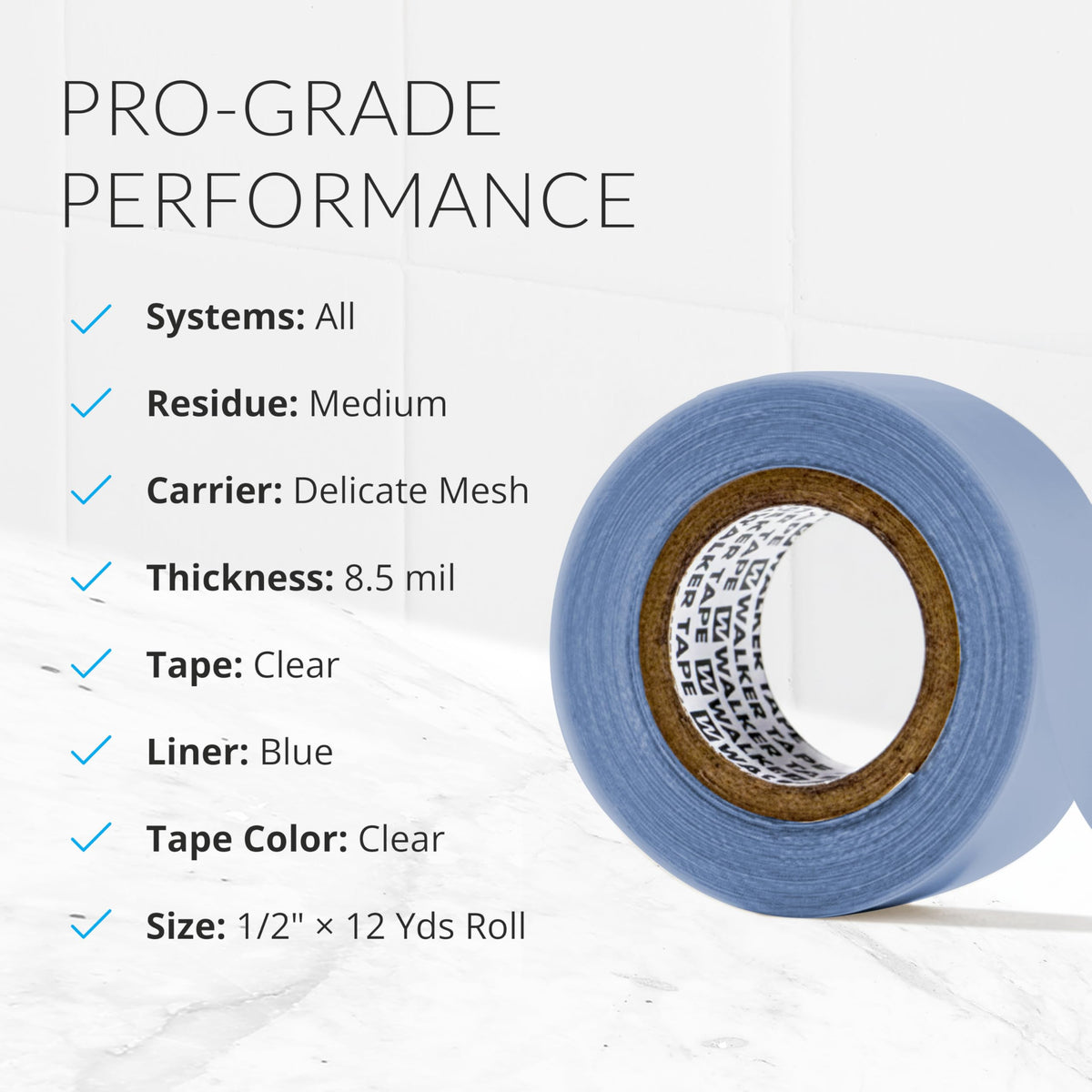 Walker Tape Lace Front Support Tape Roll 1/2" x 36 Yards, Double Sided Wig Tape for Lace Systems, Toupees, and Tape in Hair Extensions Human Hair,