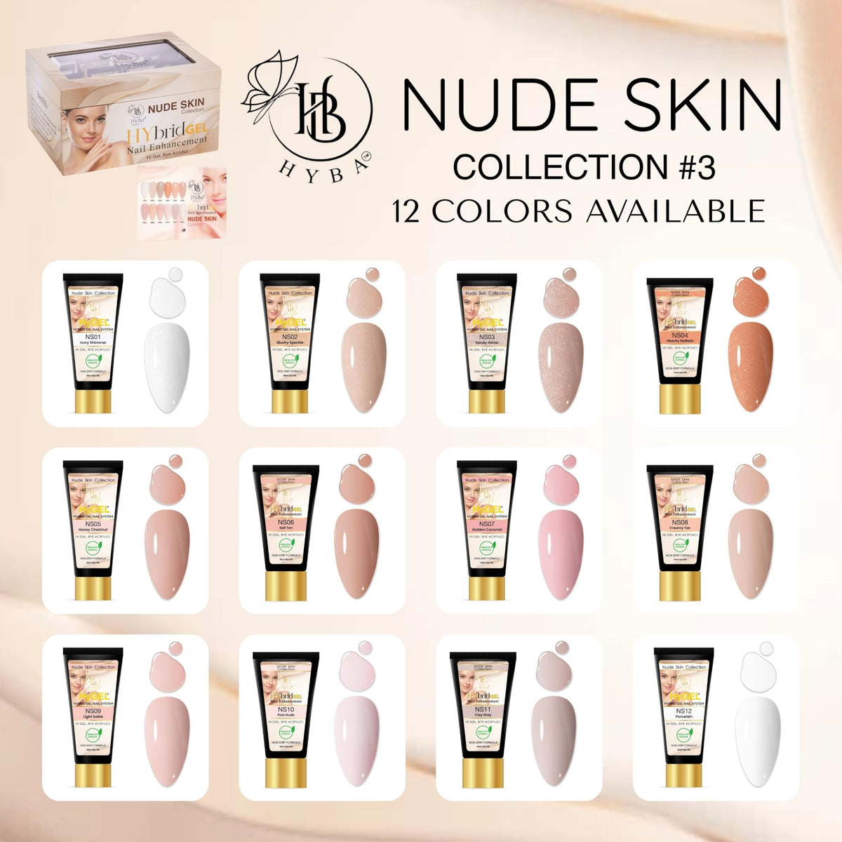 HyGEL Hybrid Nail Gel, Nude Skin Collection SINGLES, 60ml (Self Tan, NS06)