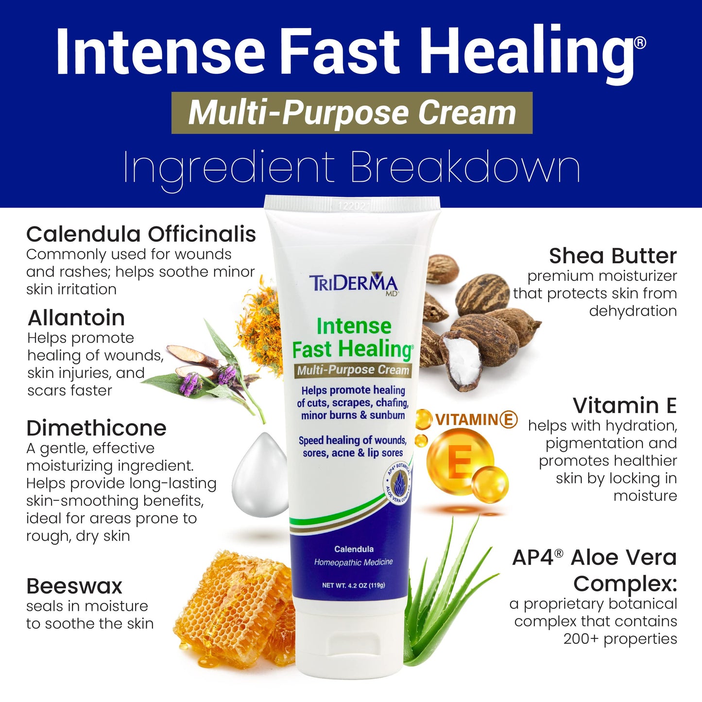 TriDerma Intense Fast Skin Healing Cream for Hard-to-Heal Skin Irritations, Sores, Rashes, Dry, Cracked Hands, Cuts, Chafing, Burns, Scrapes - First Beauty & Personal Care TriDerma