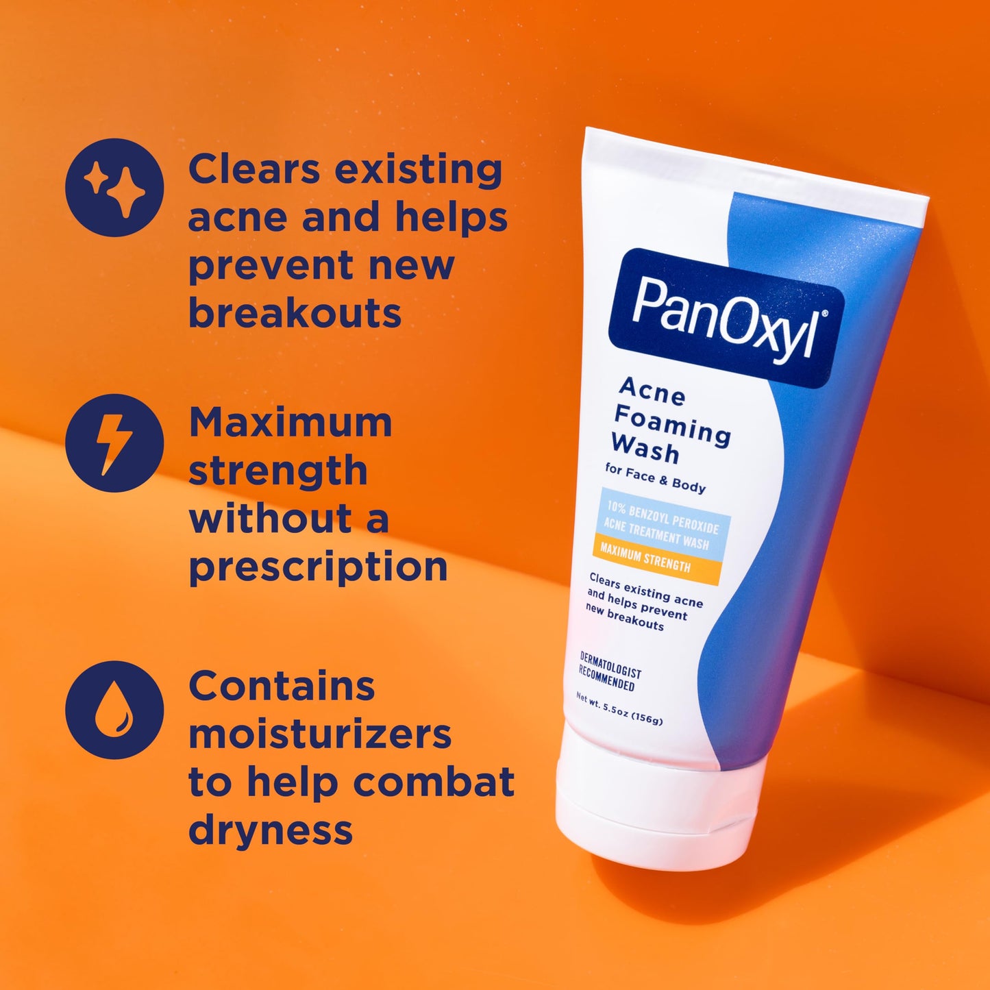 PanOxyl 10% Benzoyl Peroxide Acne Foaming Wash, Maximum Strength, Daily Acne-Fighting Face and Body Cleanser, Face Wash to Clear, Treat and Prevent Beauty and Personal Care PanOxyl